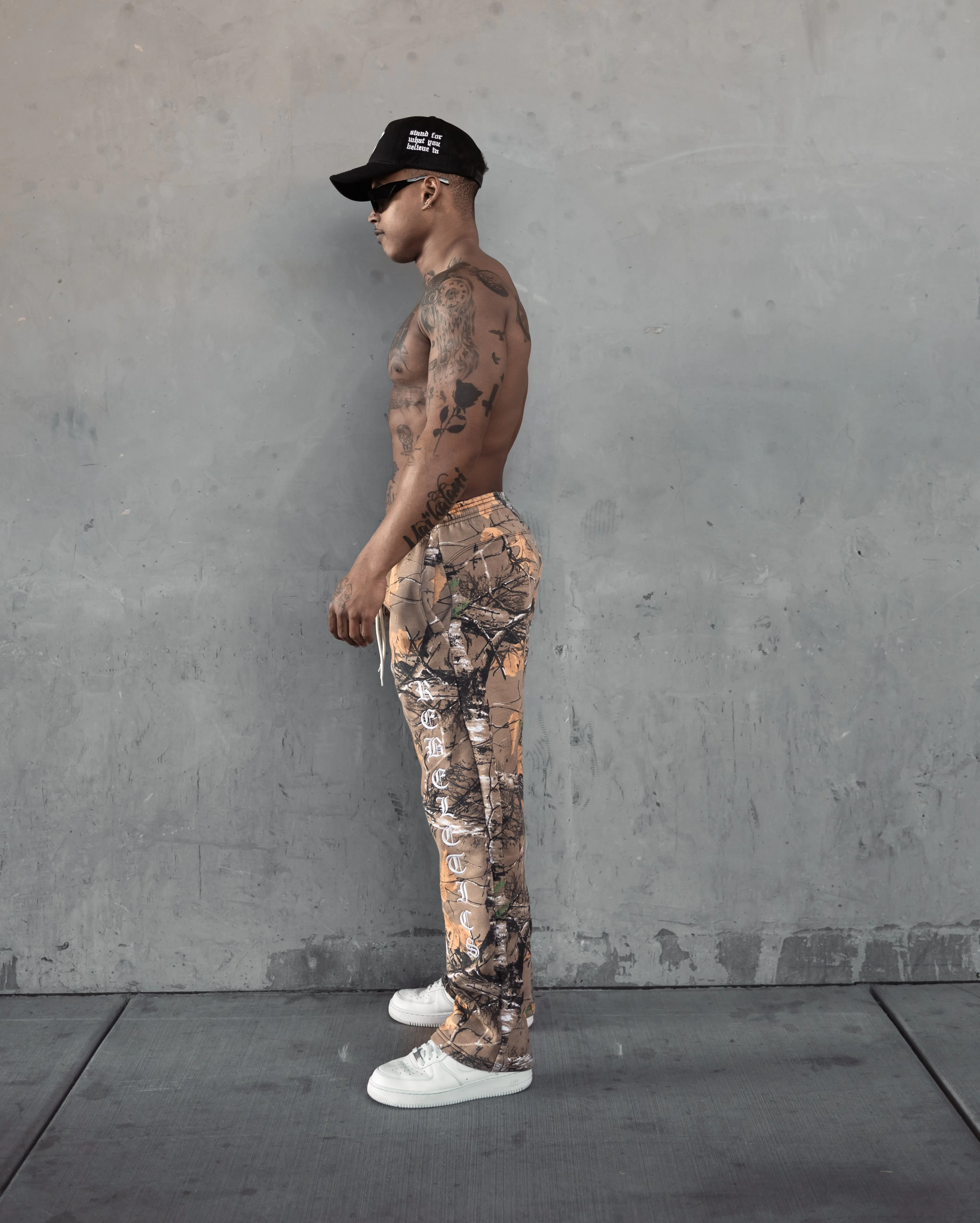 REBELETICS TREE CAMO STRAIGHT LEG SWEATPANTS