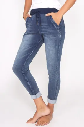 Riley Denim Jogger | Blue Wash