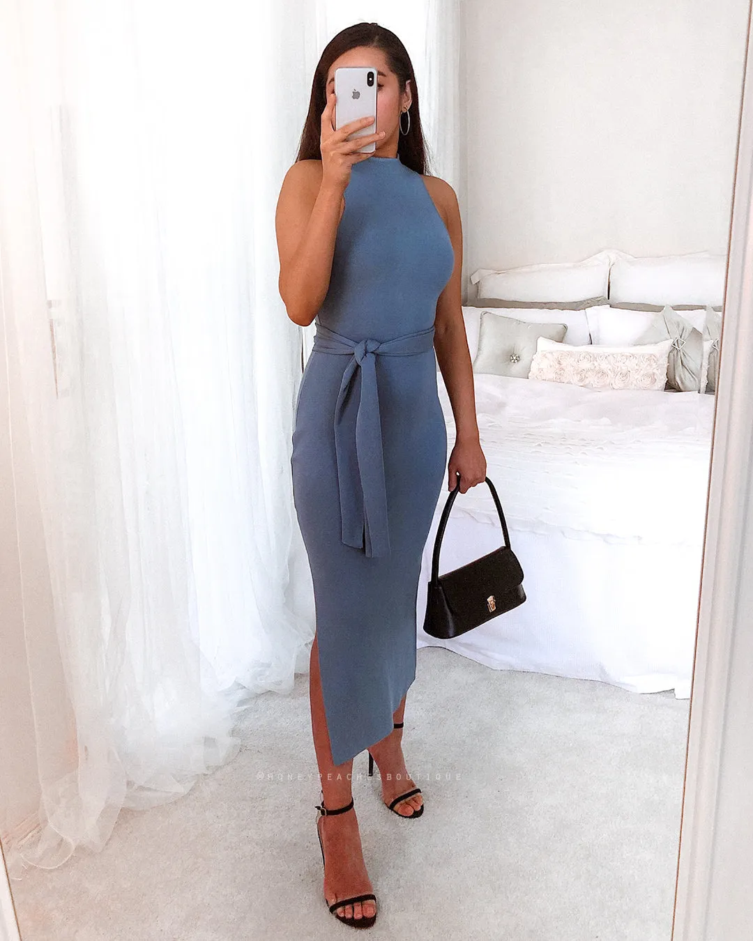 Sadie Knit Midi Dress - Blue
