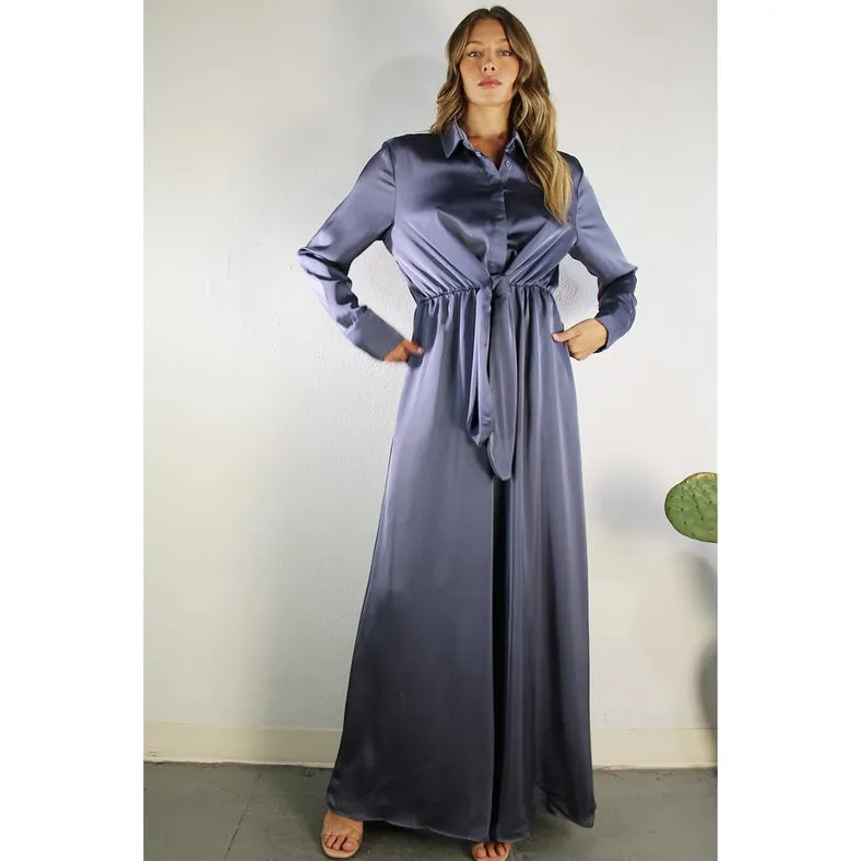 Satin Front Tie Jumpsuit