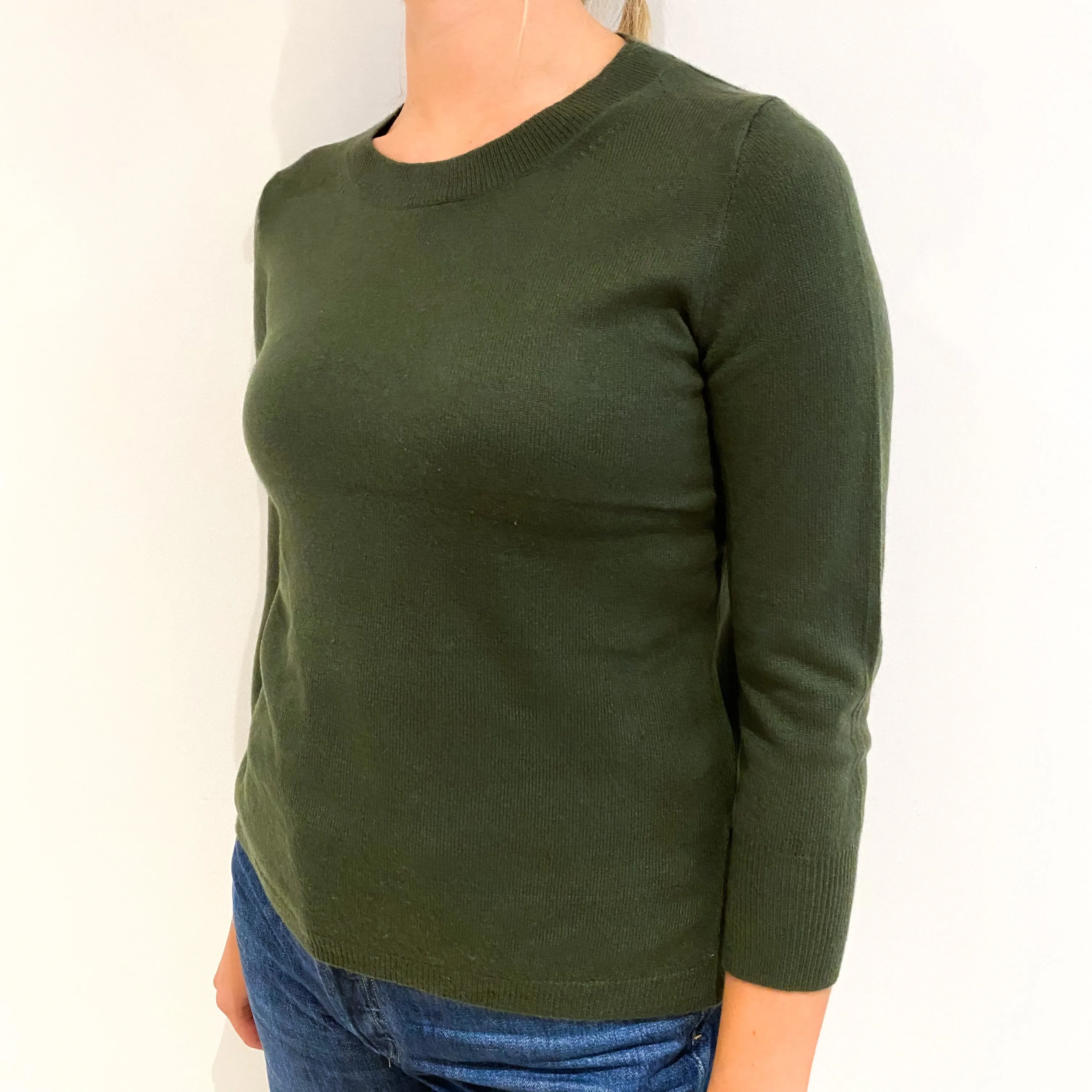 Seaweed Green Cashmere Crew Neck Jumper Small