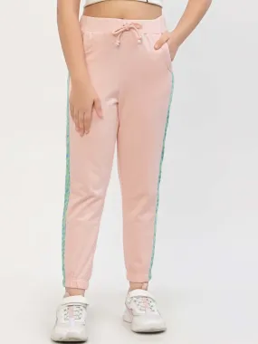 Spunkies Organic Cotton Side Stripe Girls Joggers Pink