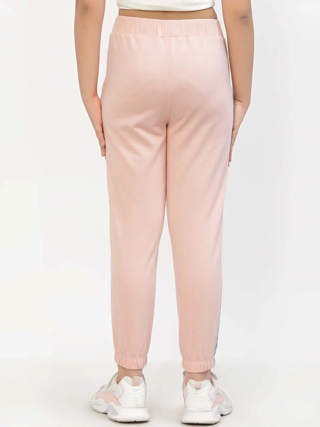 Spunkies Organic Cotton Side Stripe Girls Joggers Pink
