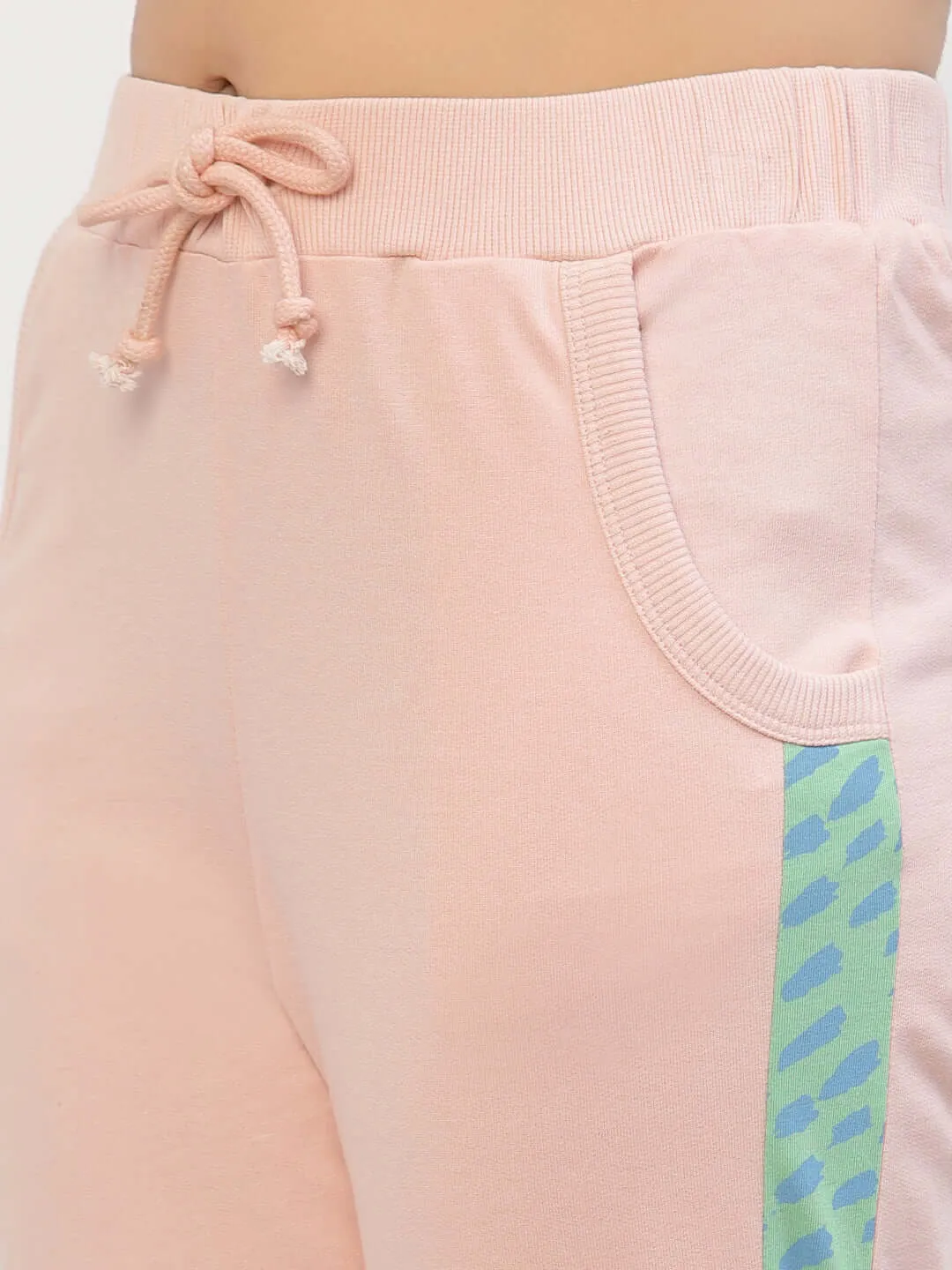 Spunkies Organic Cotton Side Stripe Girls Joggers Pink