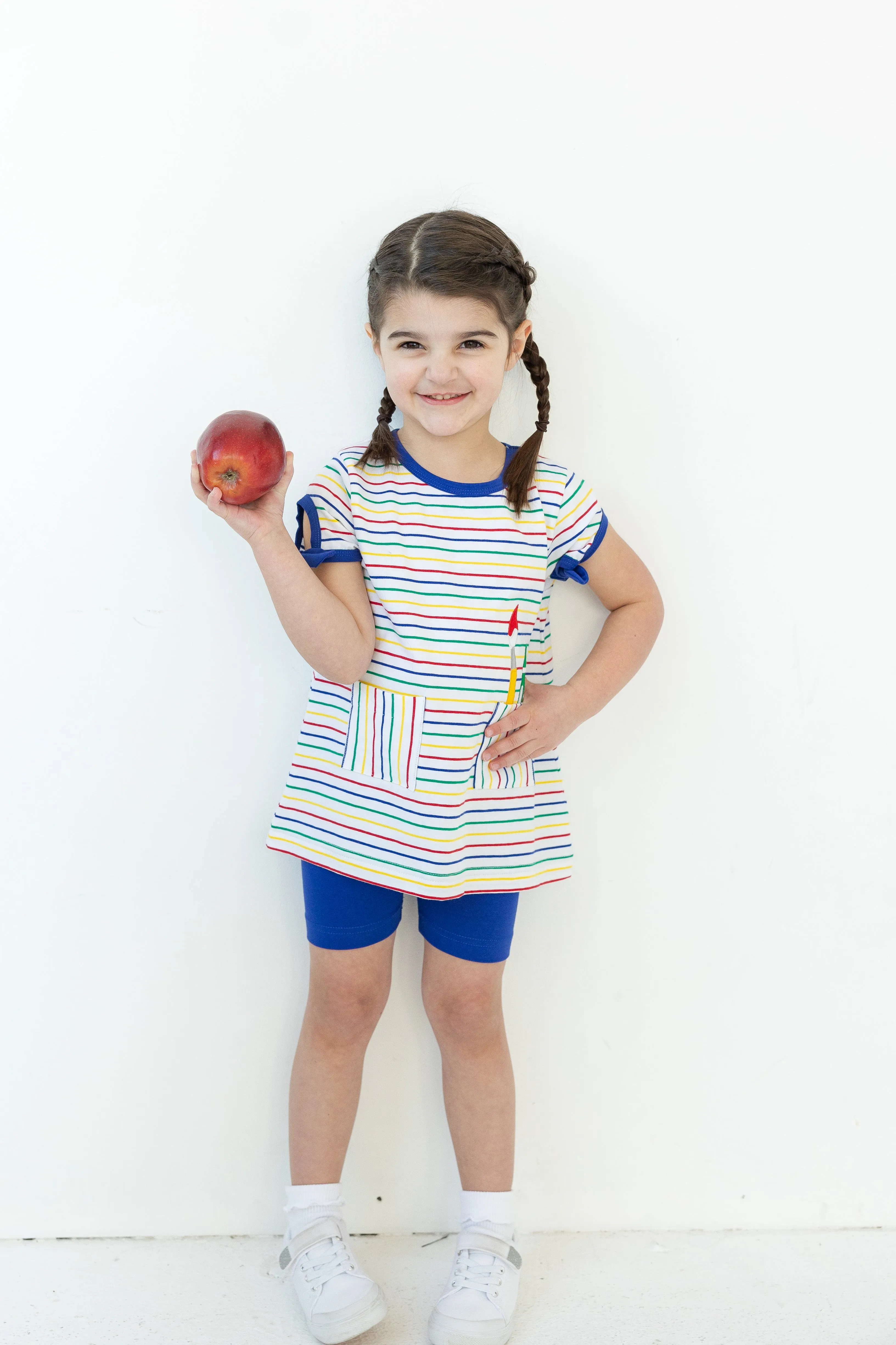 Stripe Knit Short Set With Art Tools
