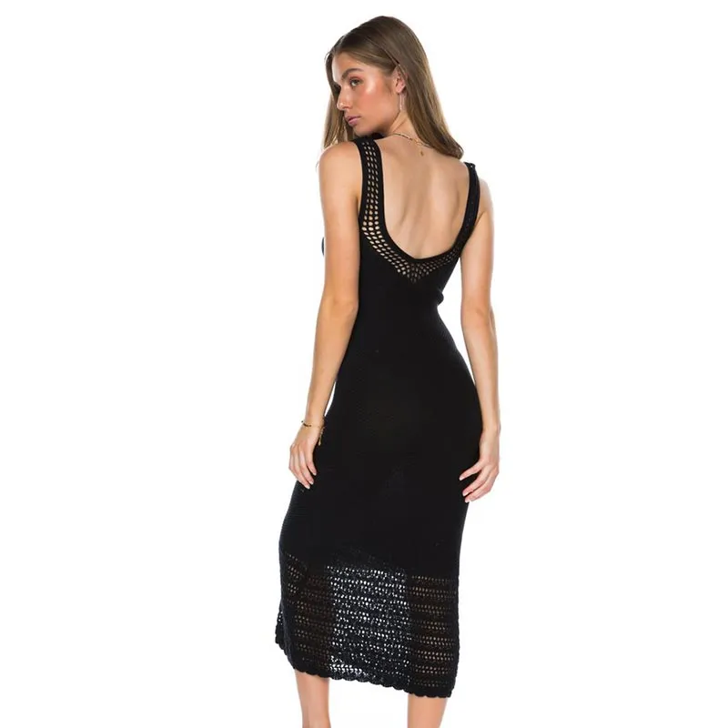 Summer Beach Brooklyn Midi Dress In Black One Size #Knitting #Knit #Vest
