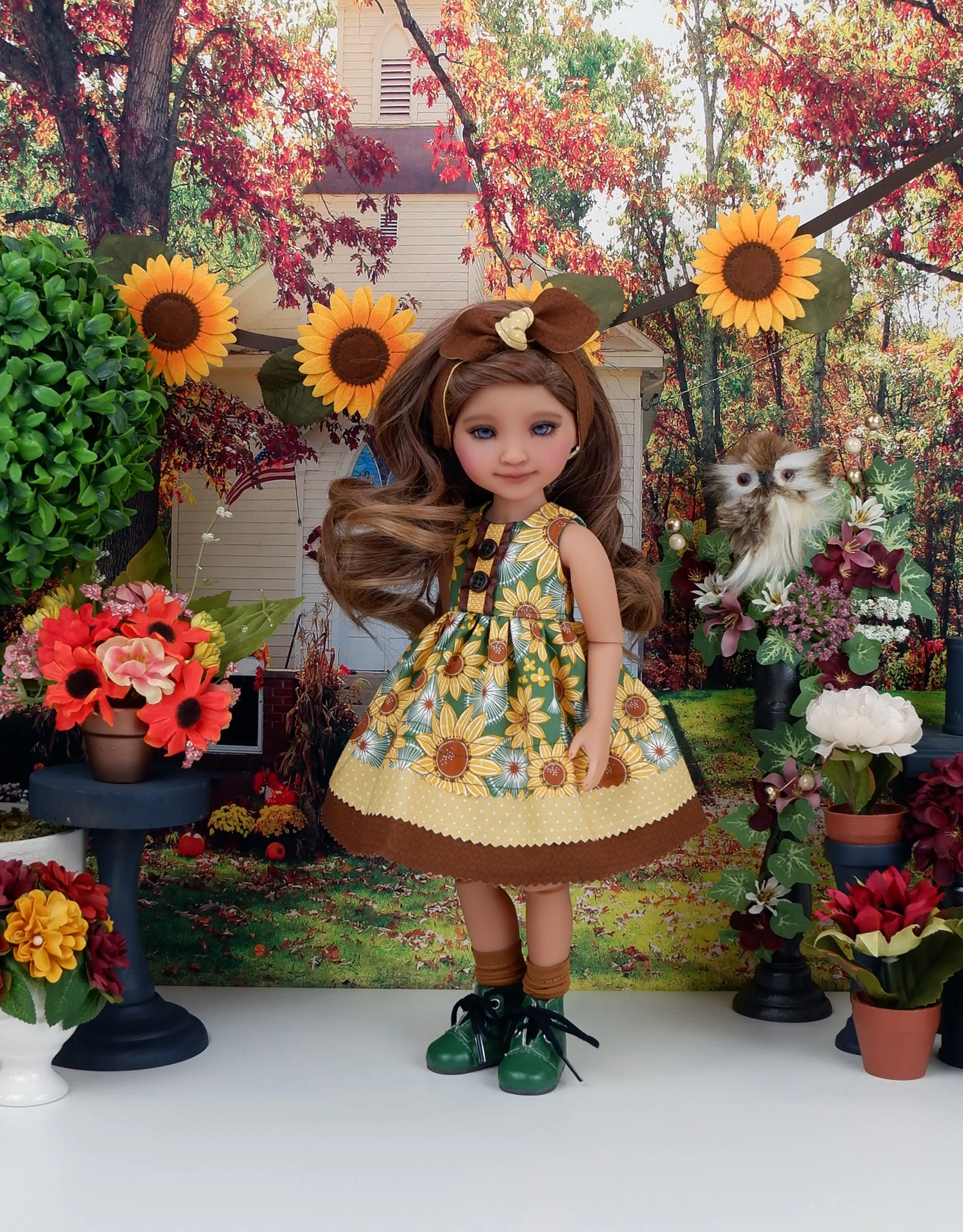 Sunflower Wishes - dress with boots for Ruby Red Fashion Friends doll