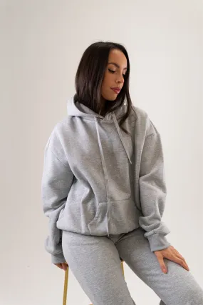 Taylor Drawstring Hoodie In Light Grey