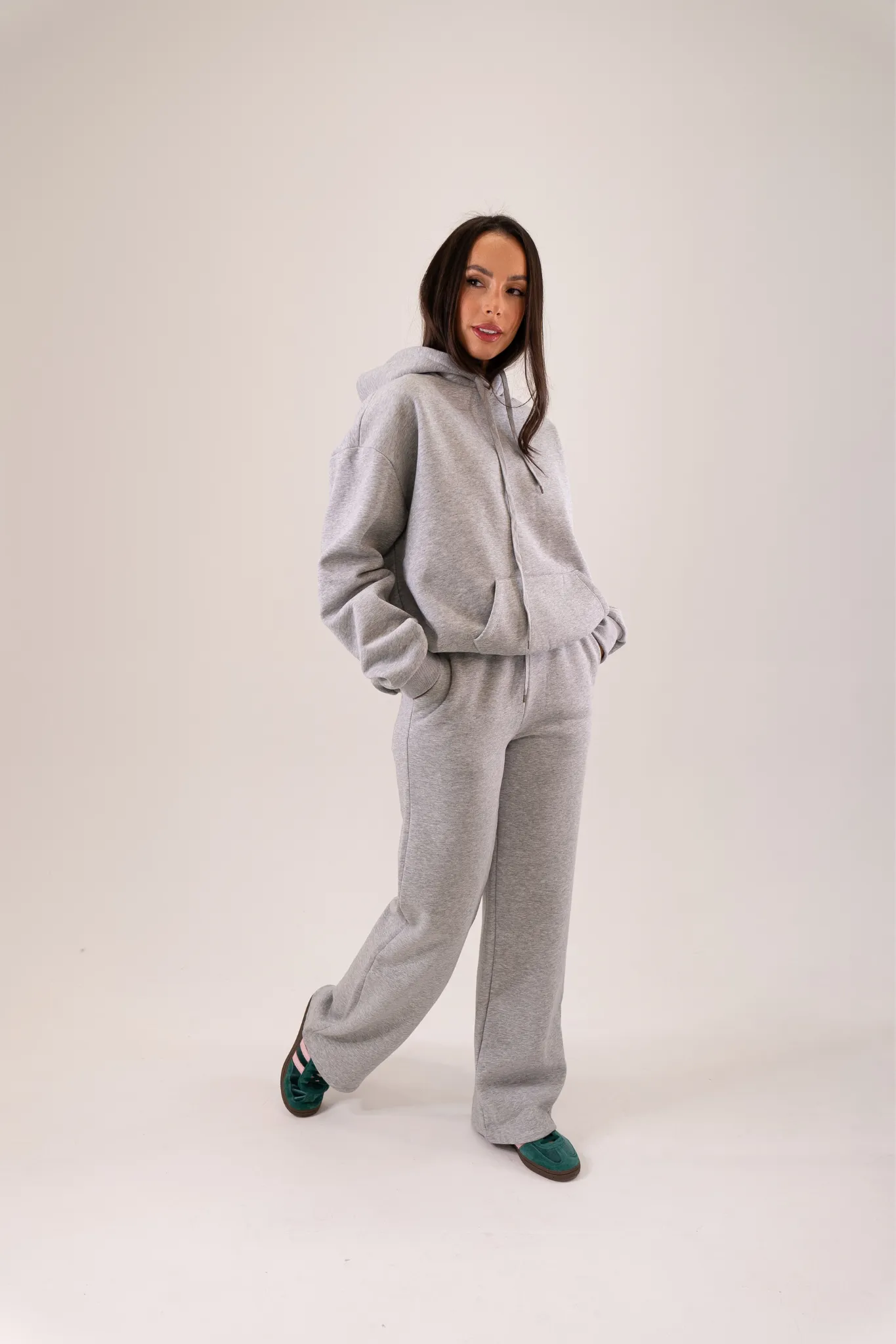Taylor Drawstring Hoodie In Light Grey