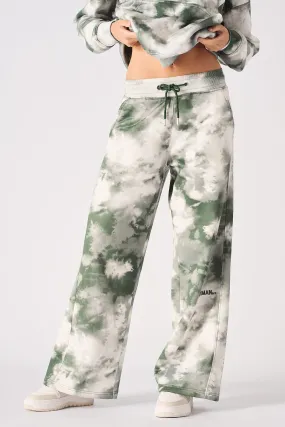 TIE DYE WIDE LEG JOGGER - GREEN