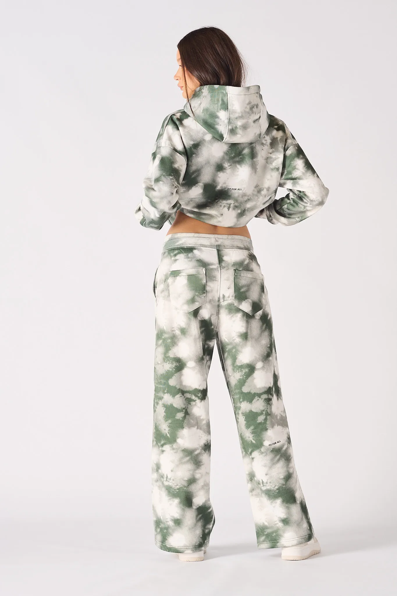 TIE DYE WIDE LEG JOGGER - GREEN