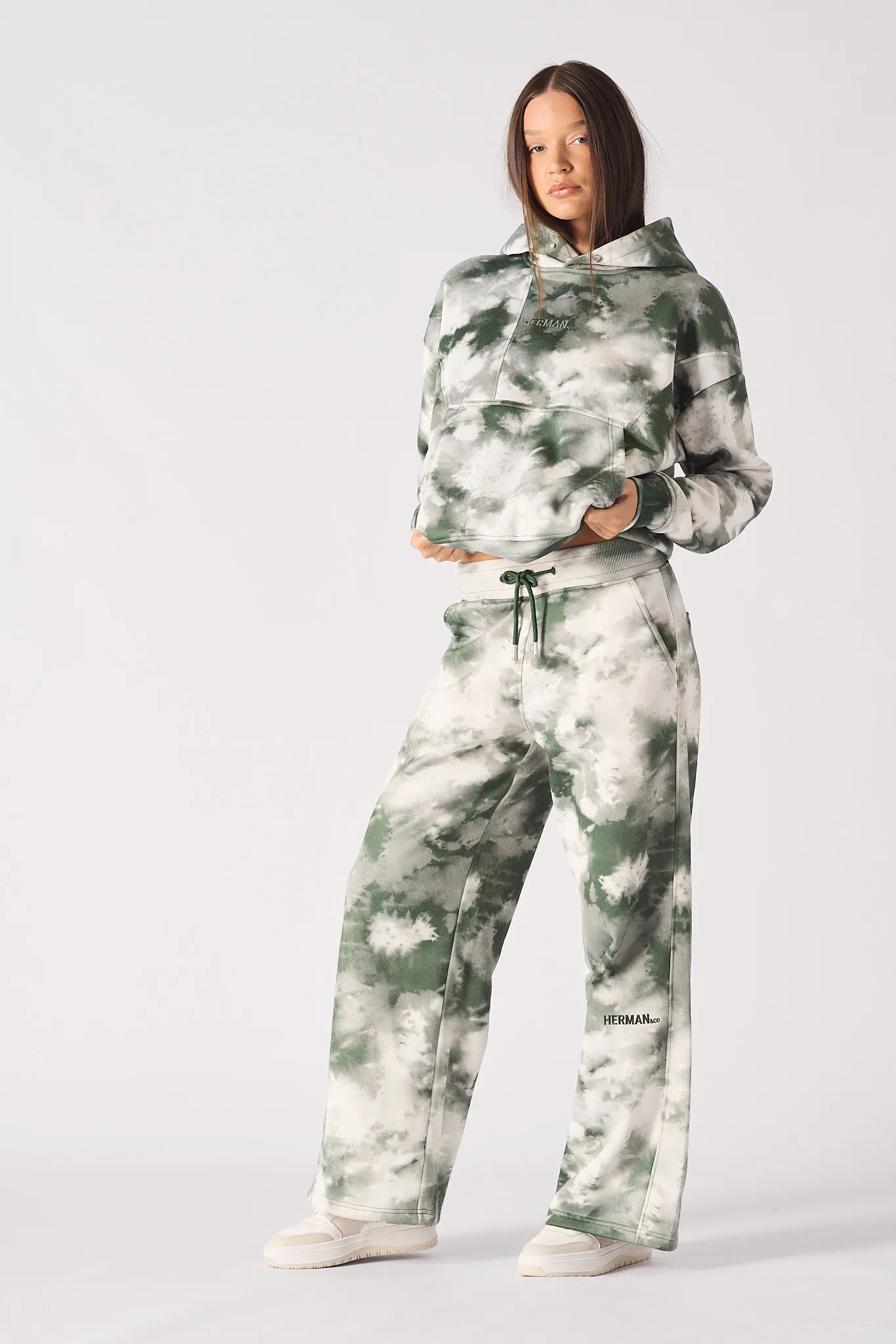 TIE DYE WIDE LEG JOGGER - GREEN