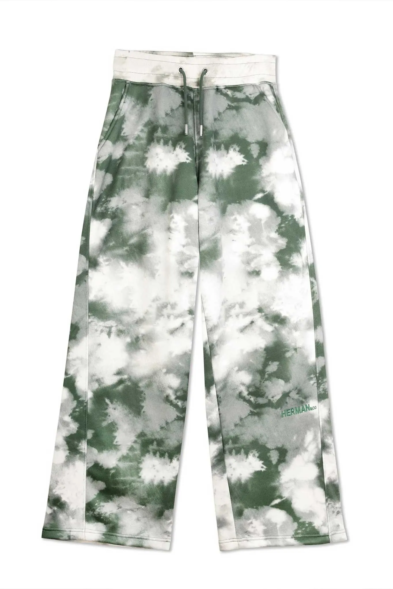 TIE DYE WIDE LEG JOGGER - GREEN