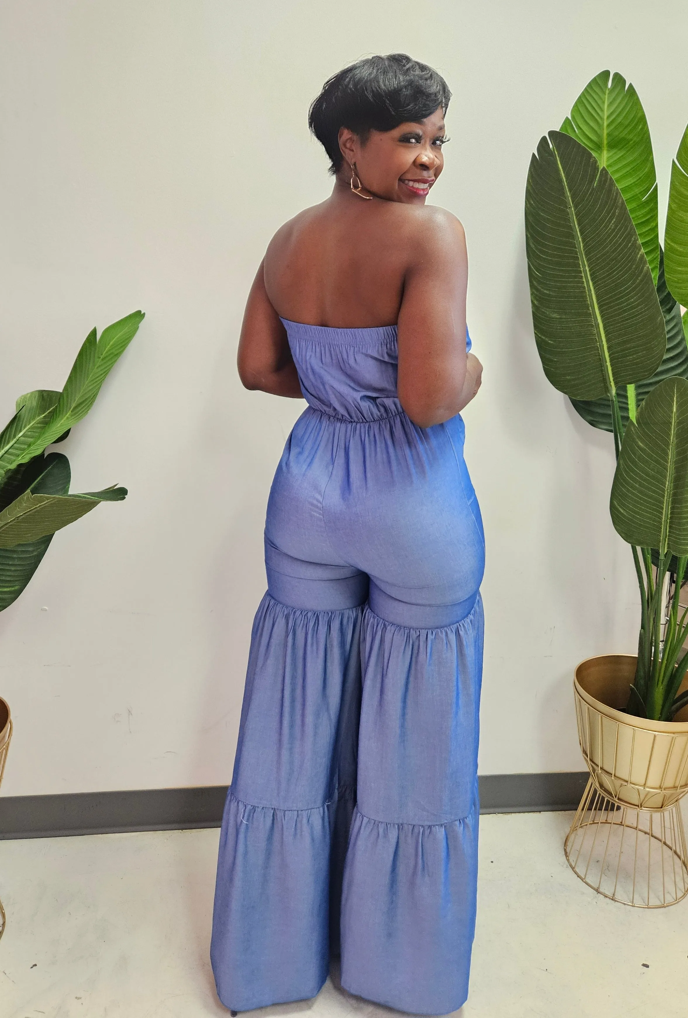 Tonya Wideleg Tube Jumpsuit