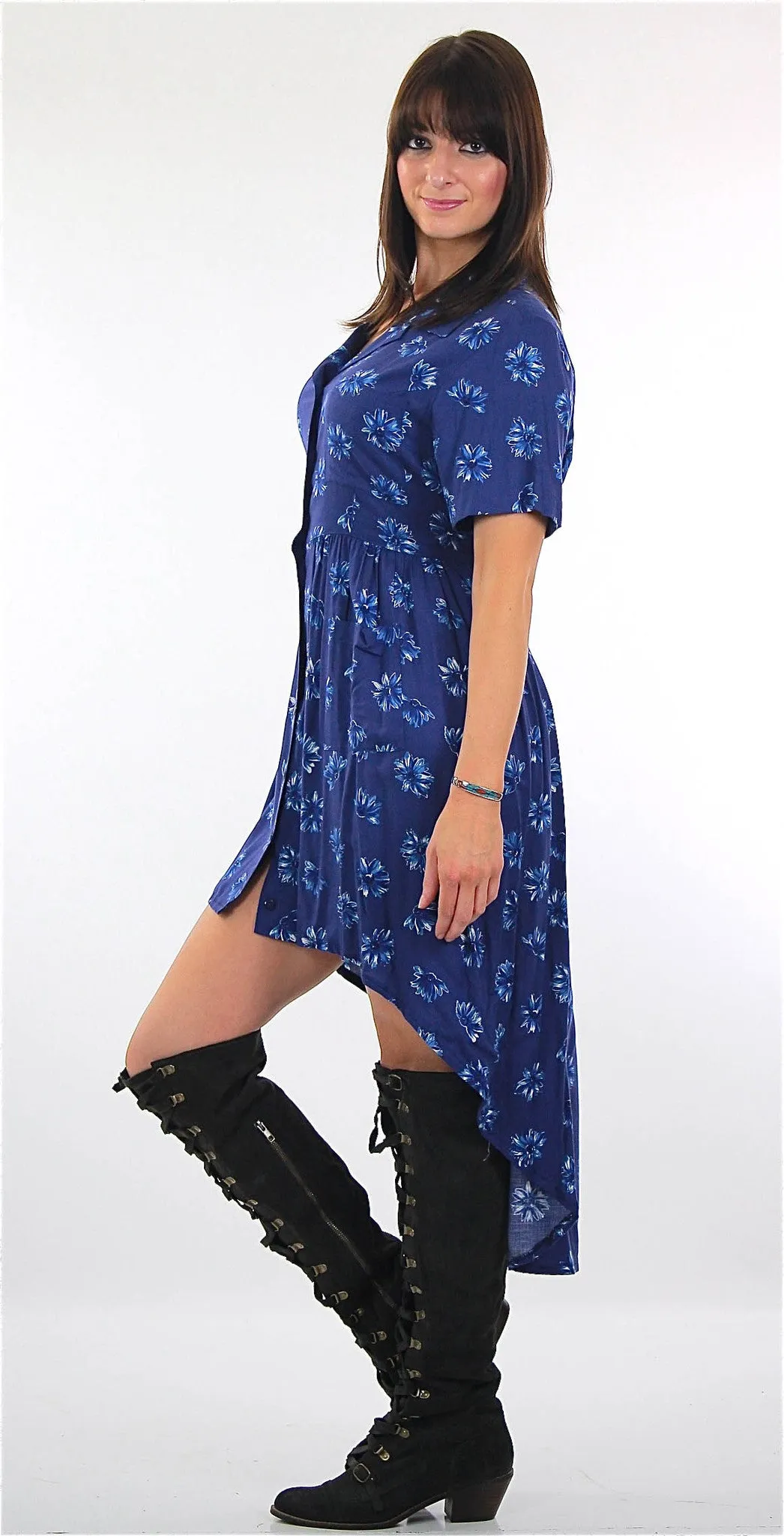 Vintage 90s grunge high low fish tail floral dress