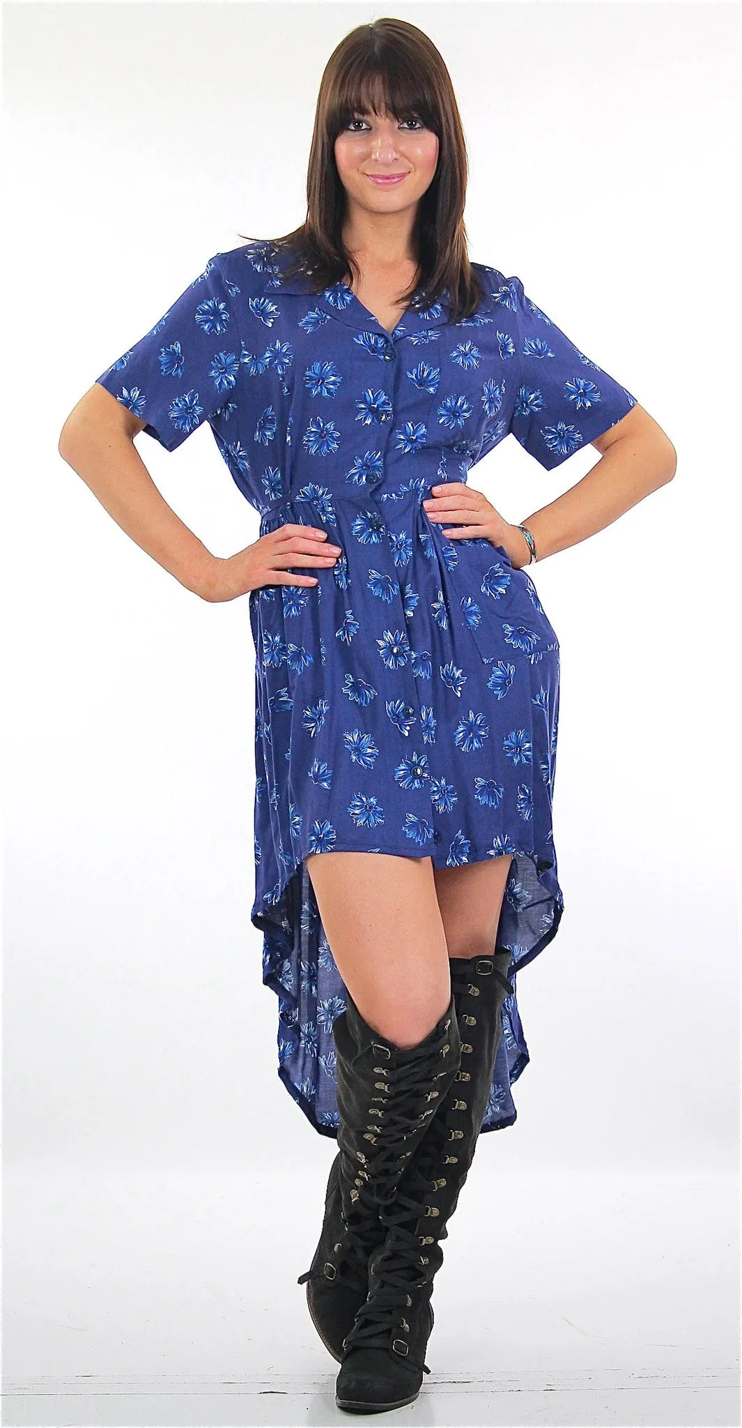 Vintage 90s grunge high low fish tail floral dress