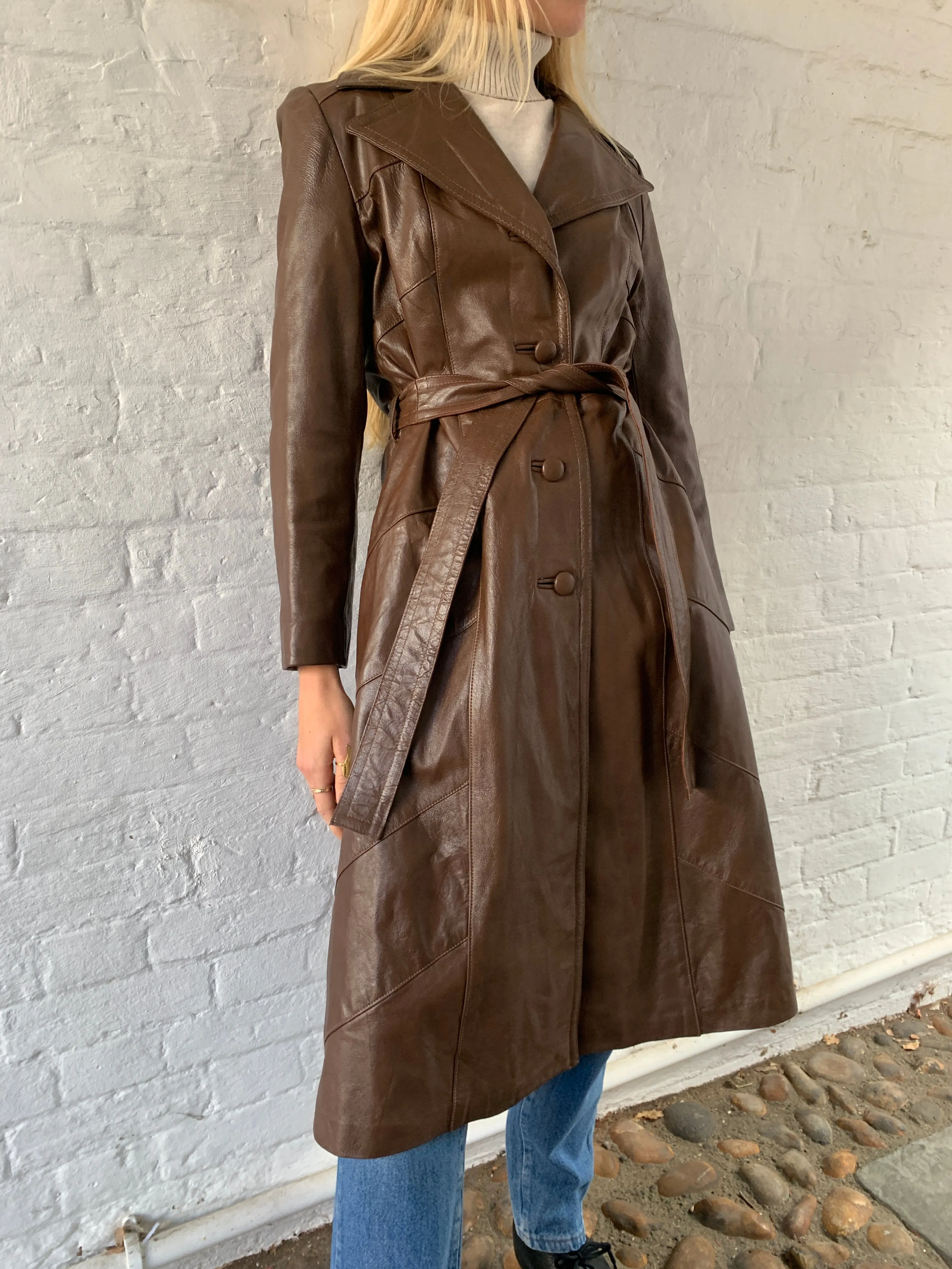 Vintage leather trench coat