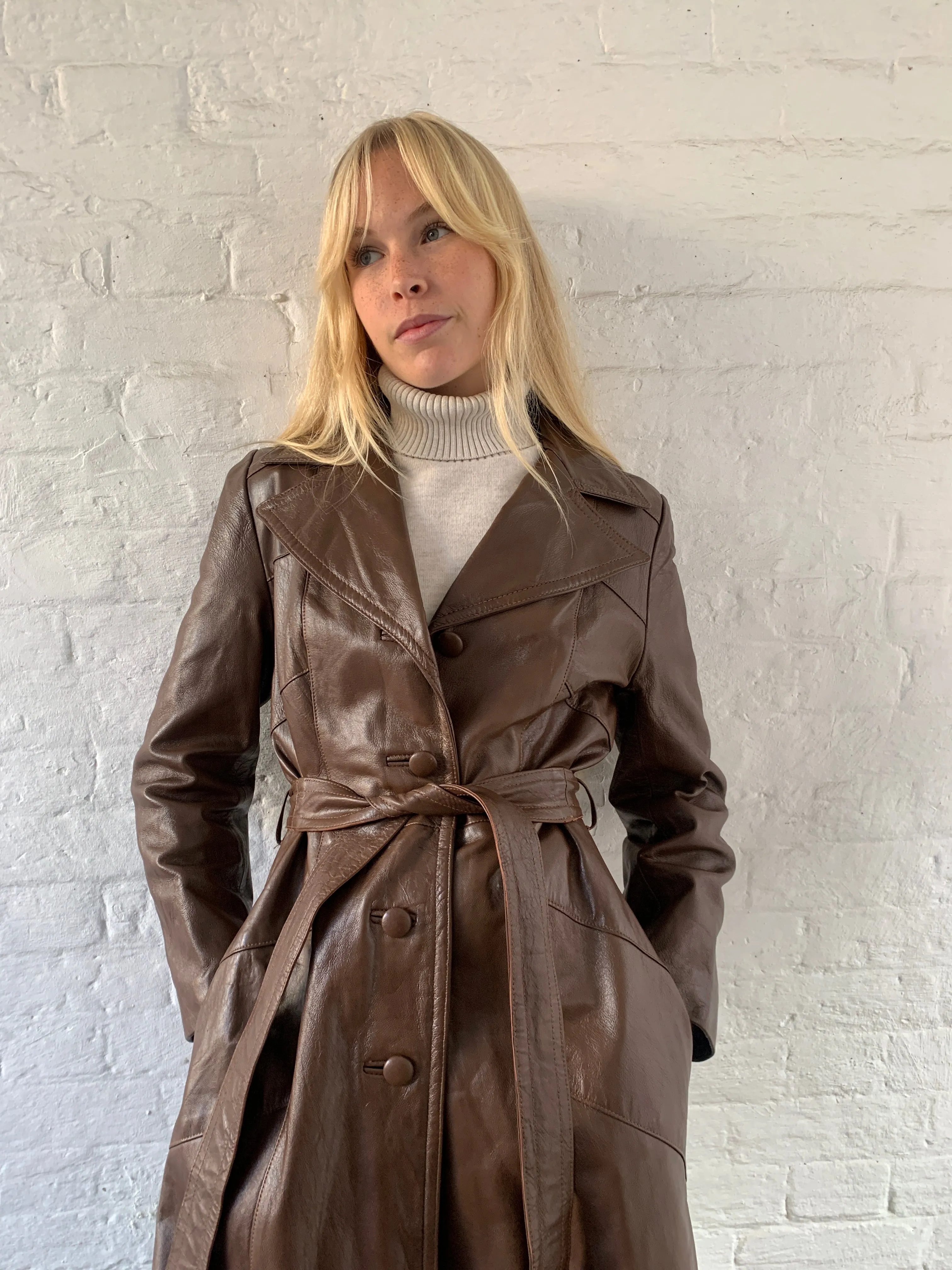 Vintage leather trench coat