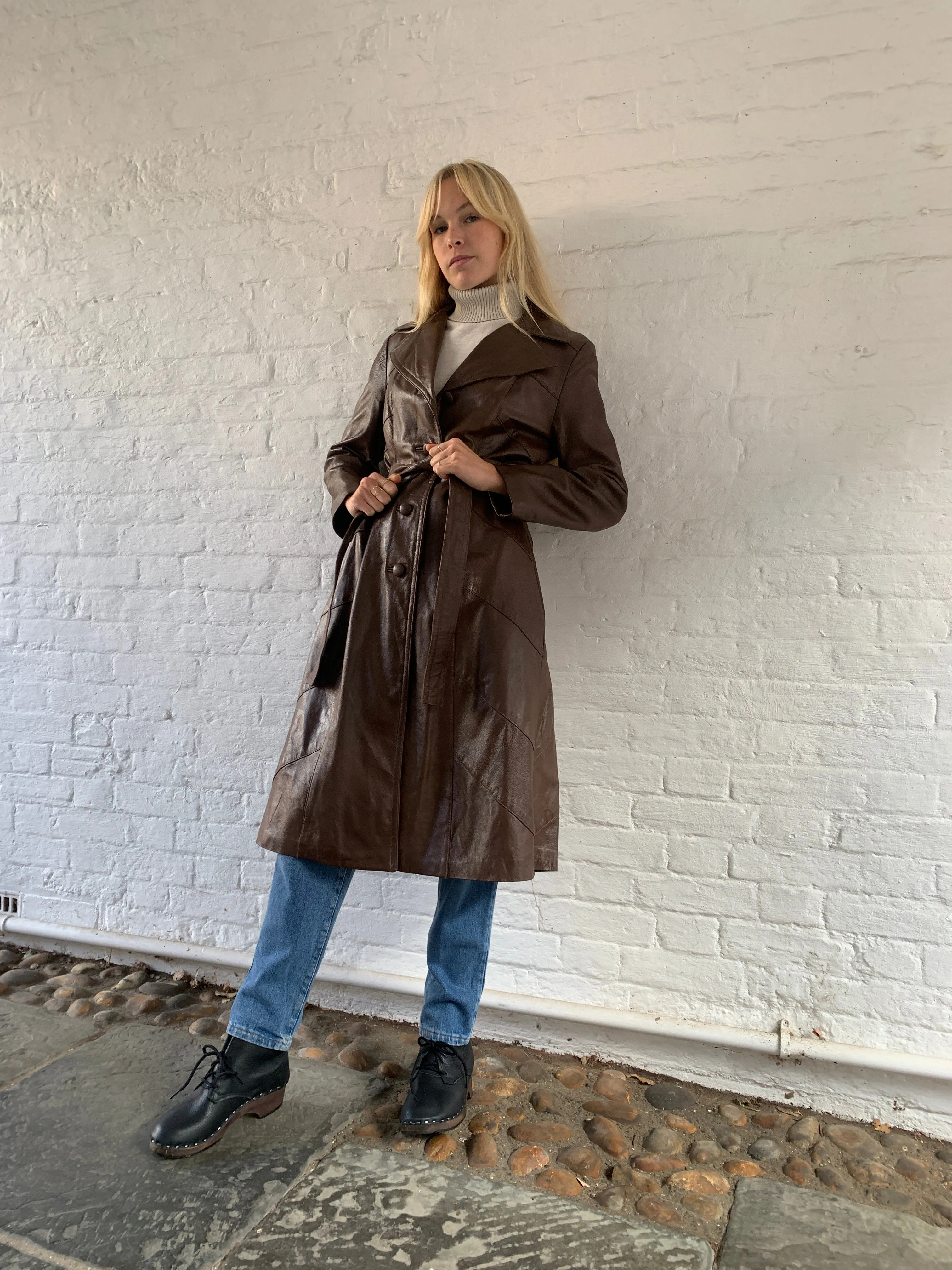 Vintage leather trench coat