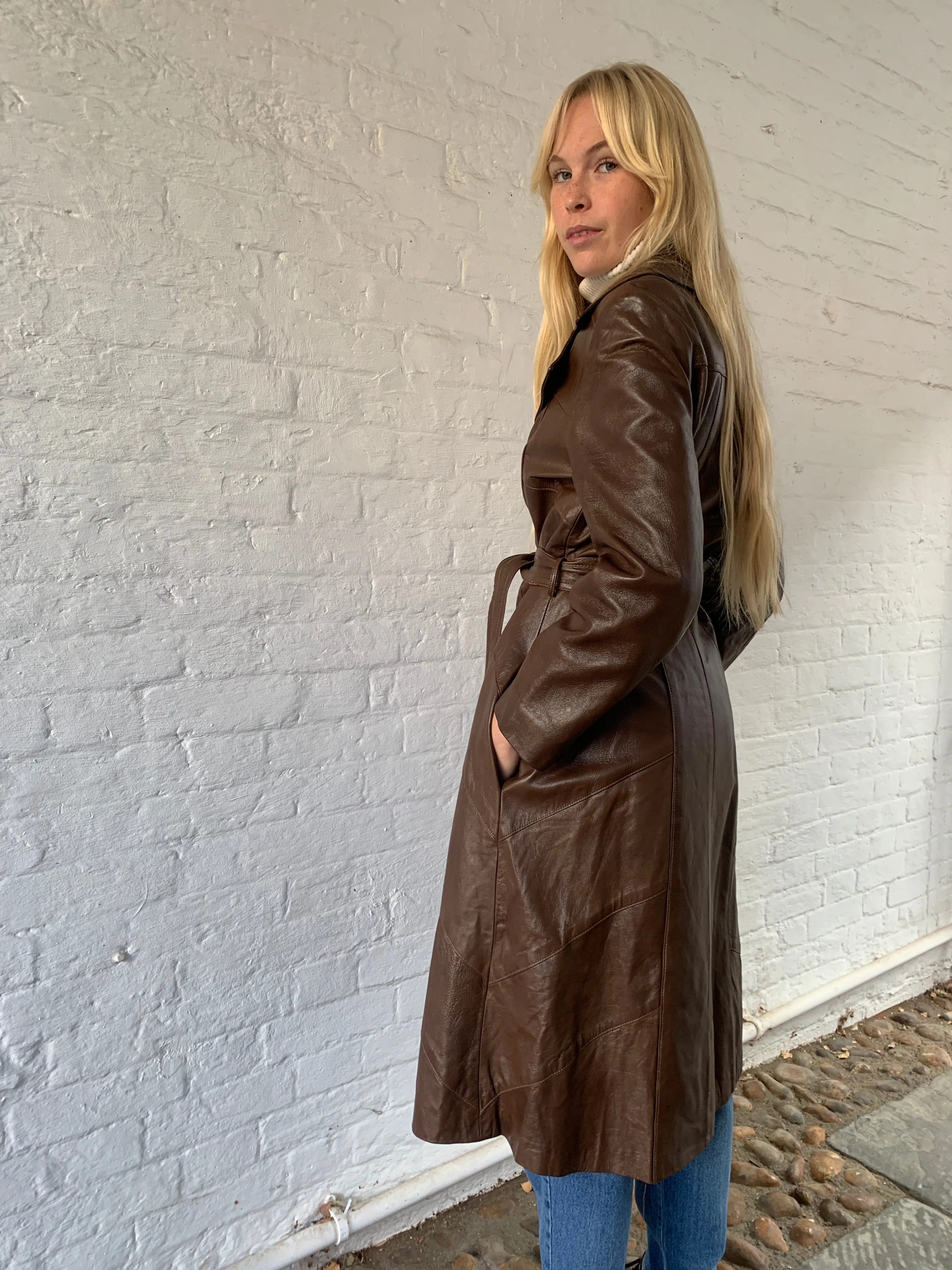 Vintage leather trench coat