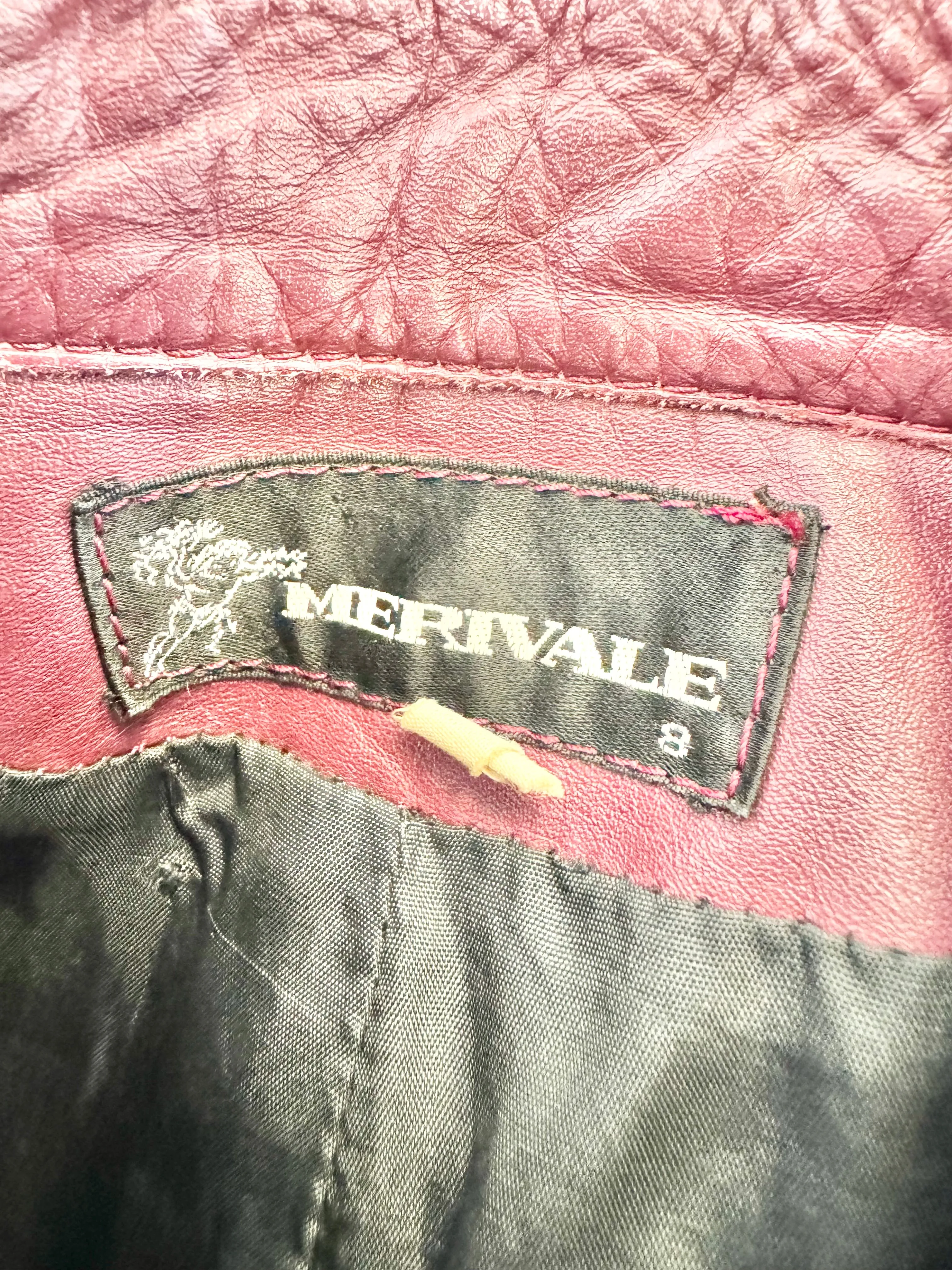 Vintage Merivale Mulberry Leather Trench Coat - AU6/8