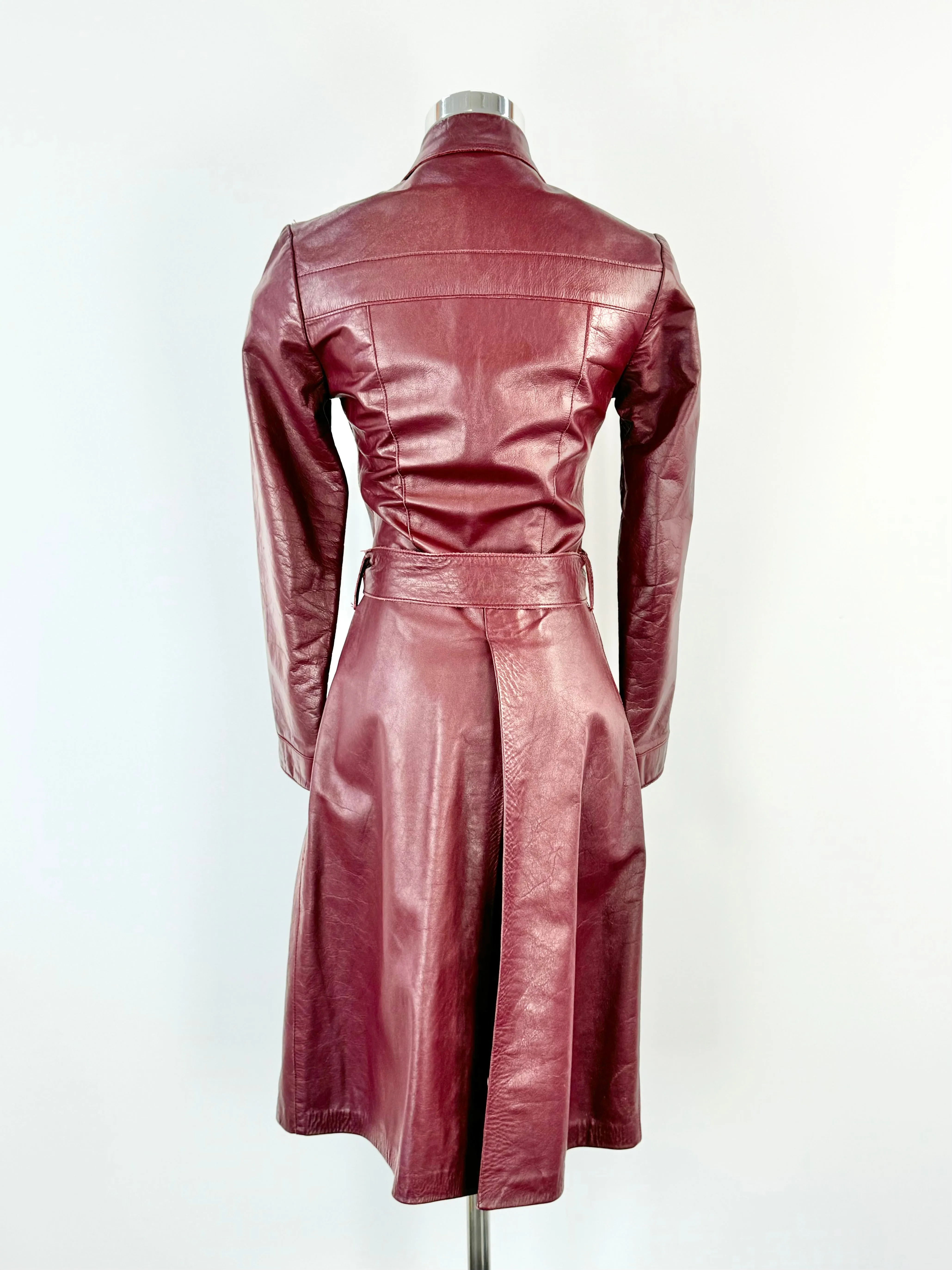 Vintage Merivale Mulberry Leather Trench Coat - AU6/8