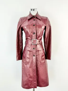 Vintage Merivale Mulberry Leather Trench Coat - AU6/8