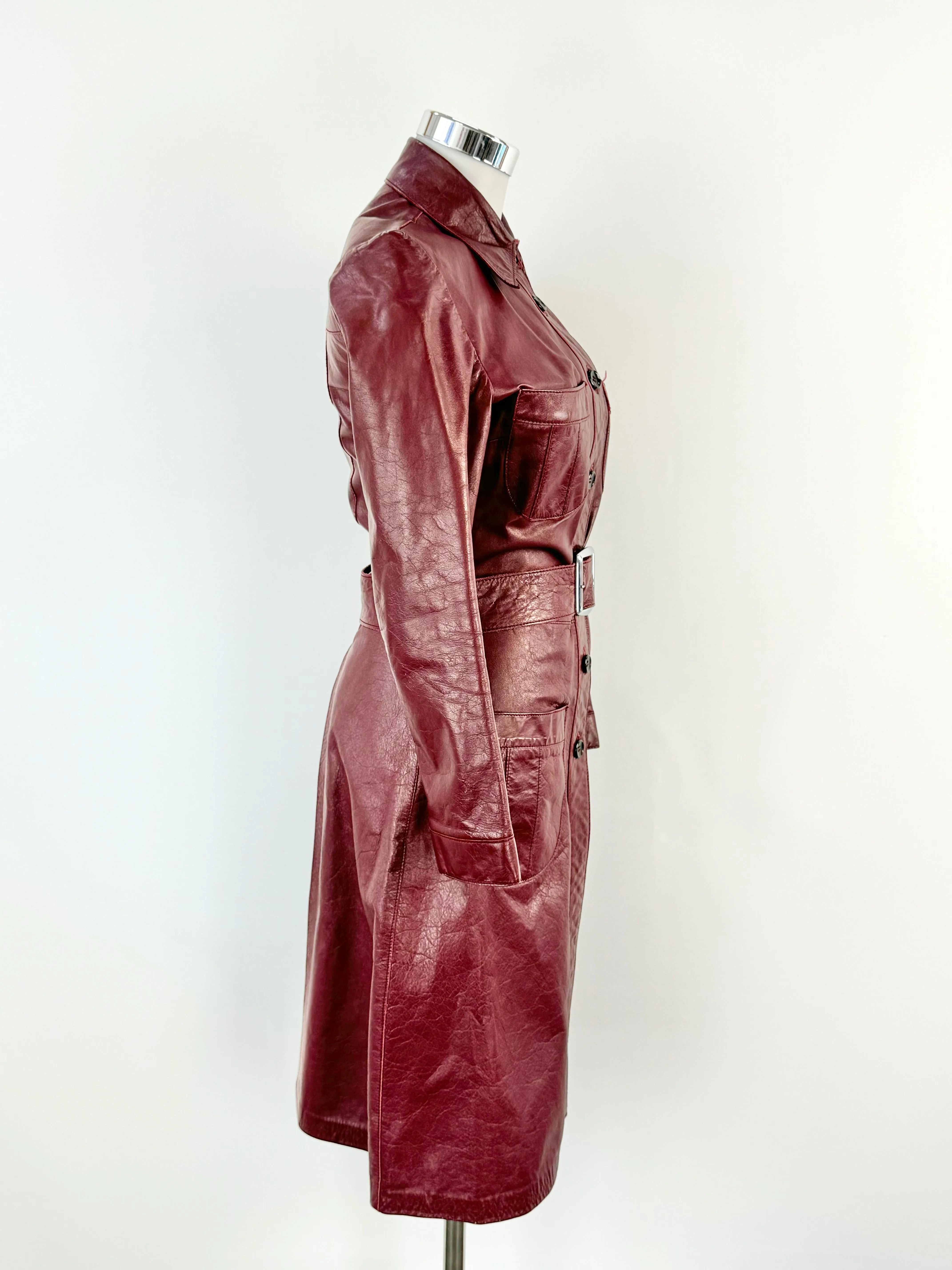 Vintage Merivale Mulberry Leather Trench Coat - AU6/8