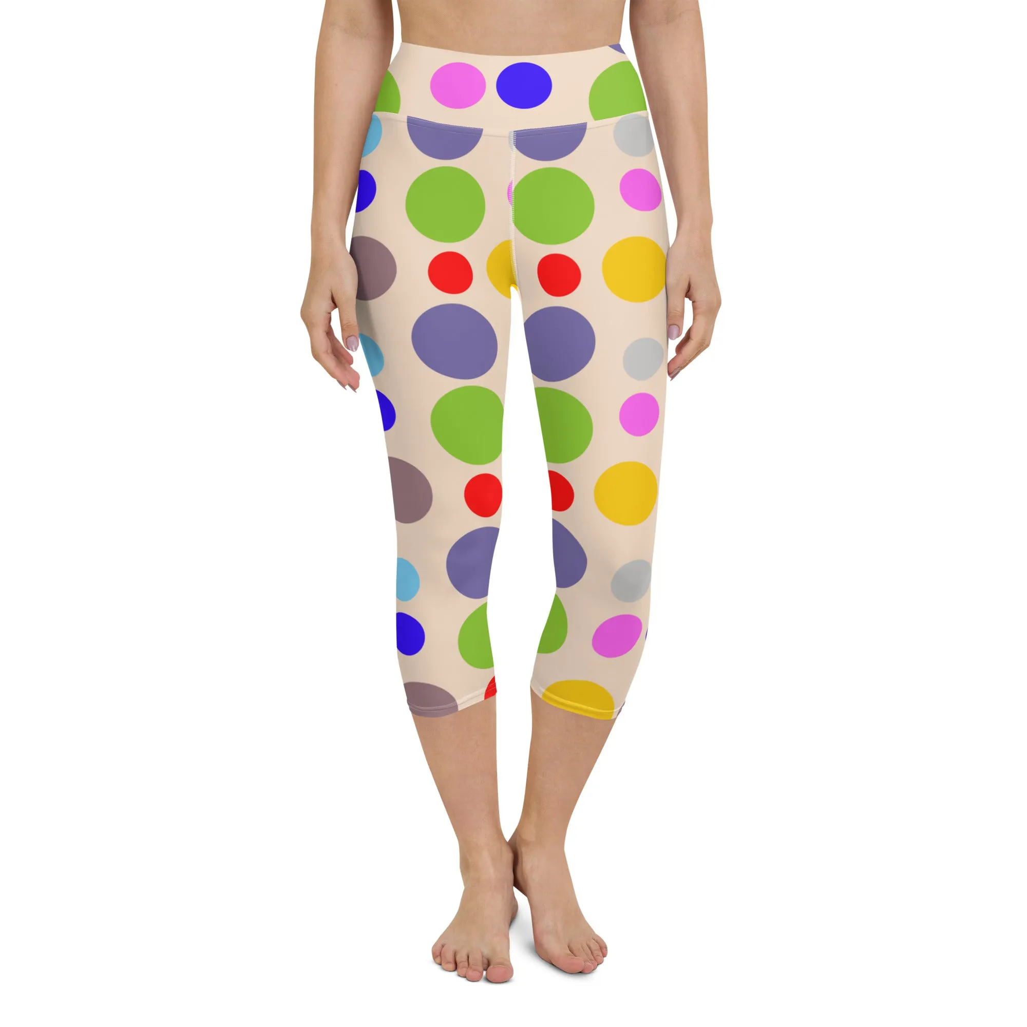 Vintage polka dots Yoga Capri Leggings | Leggings Capri Workout- Yoga, lioness-love
