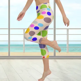 Vintage polka dots Yoga Capri Leggings | Leggings Capri Workout- Yoga, lioness-love