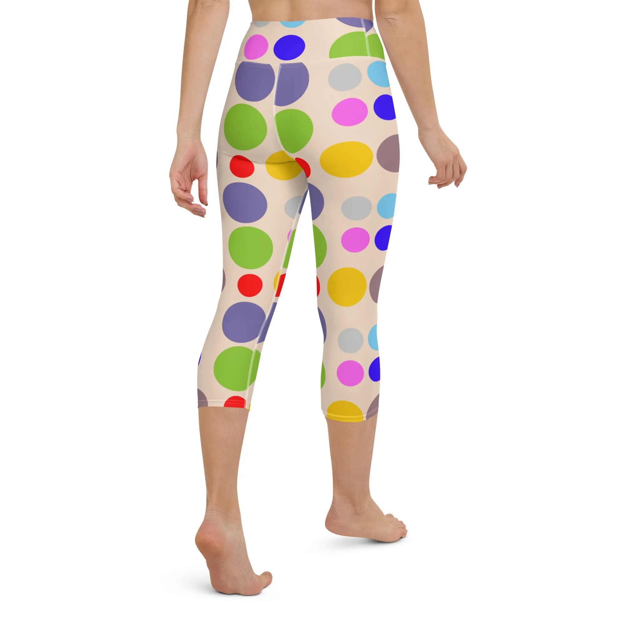Vintage polka dots Yoga Capri Leggings | Leggings Capri Workout- Yoga, lioness-love
