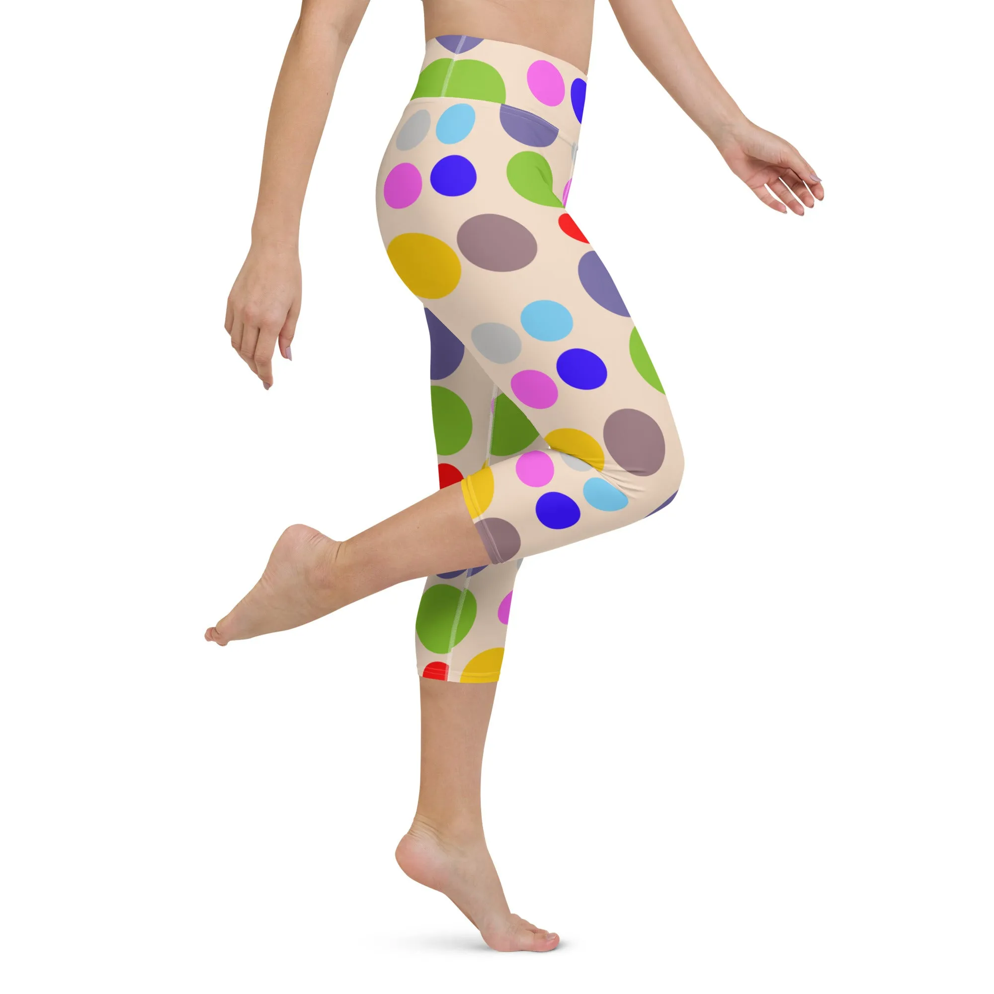 Vintage polka dots Yoga Capri Leggings | Leggings Capri Workout- Yoga, lioness-love