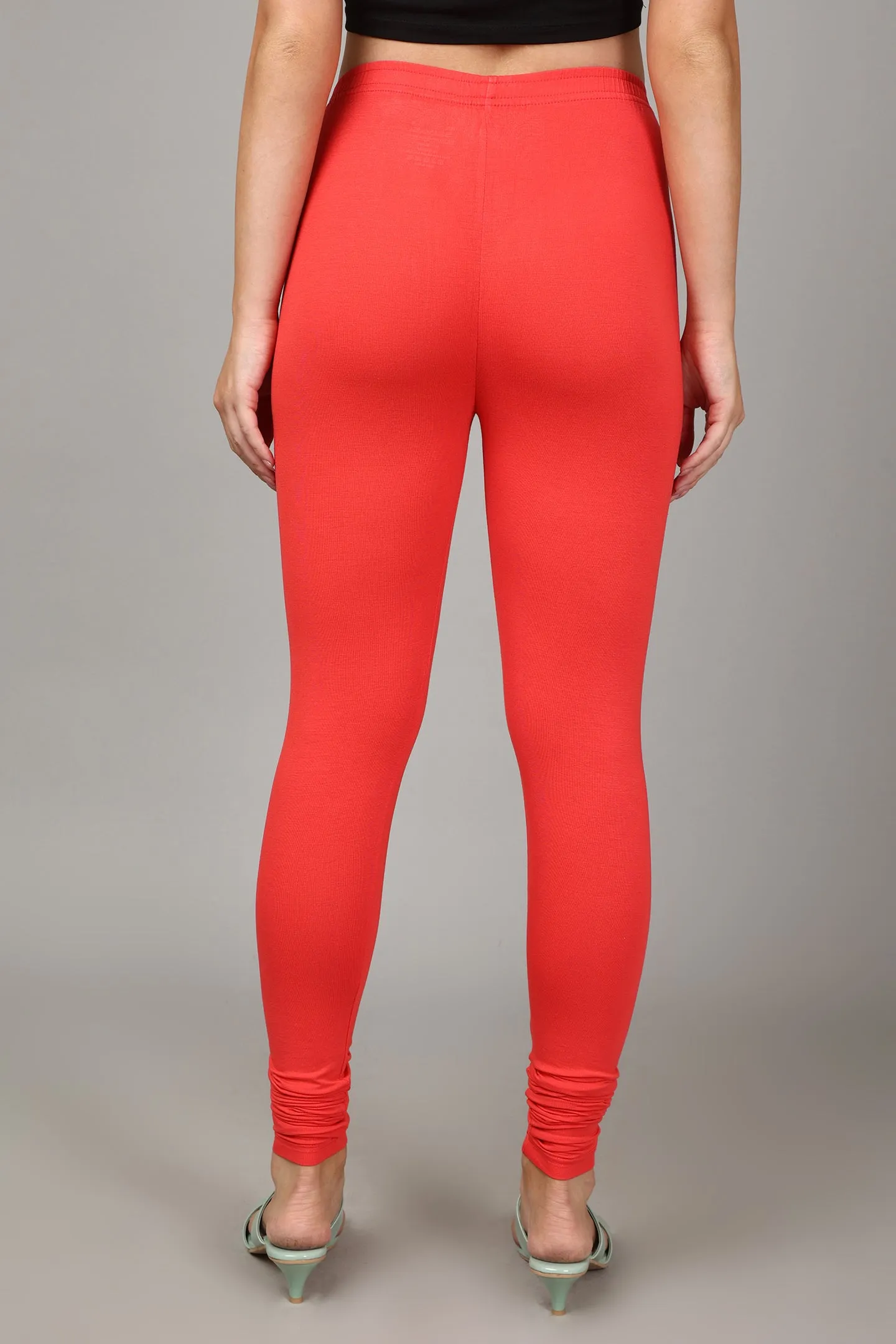 VISCOSE CHURIDAR LEGGINGS - CORAL