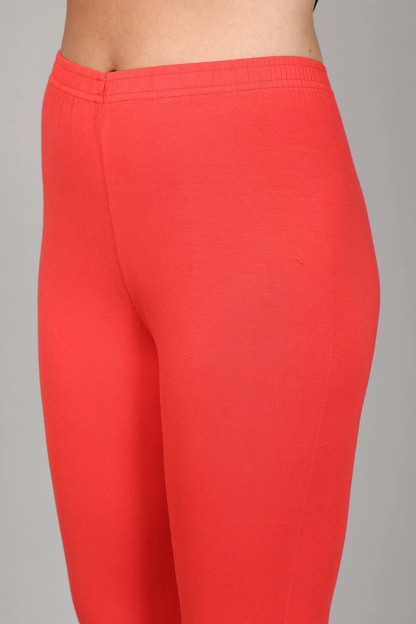 VISCOSE CHURIDAR LEGGINGS - CORAL