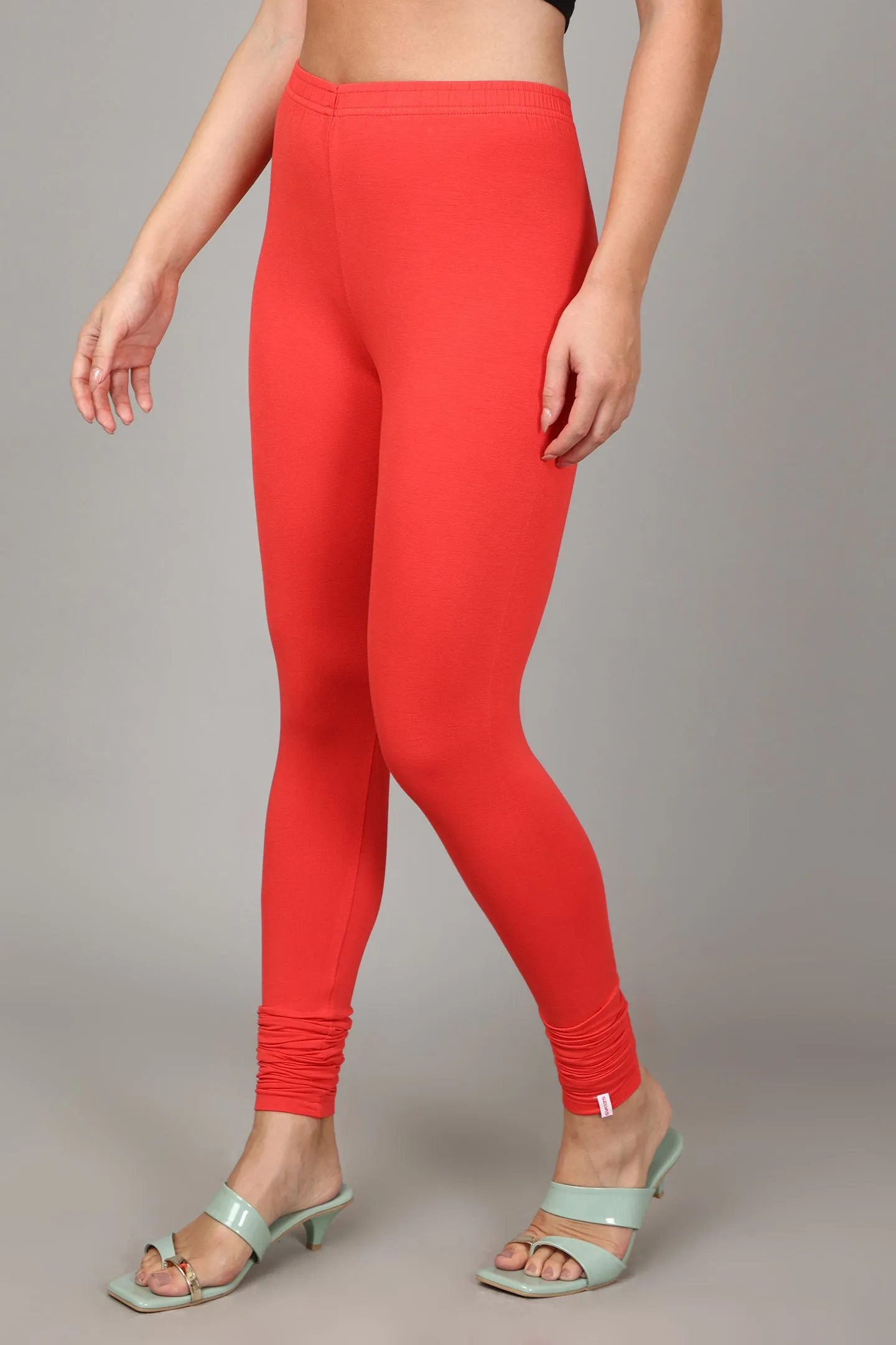 VISCOSE CHURIDAR LEGGINGS - CORAL