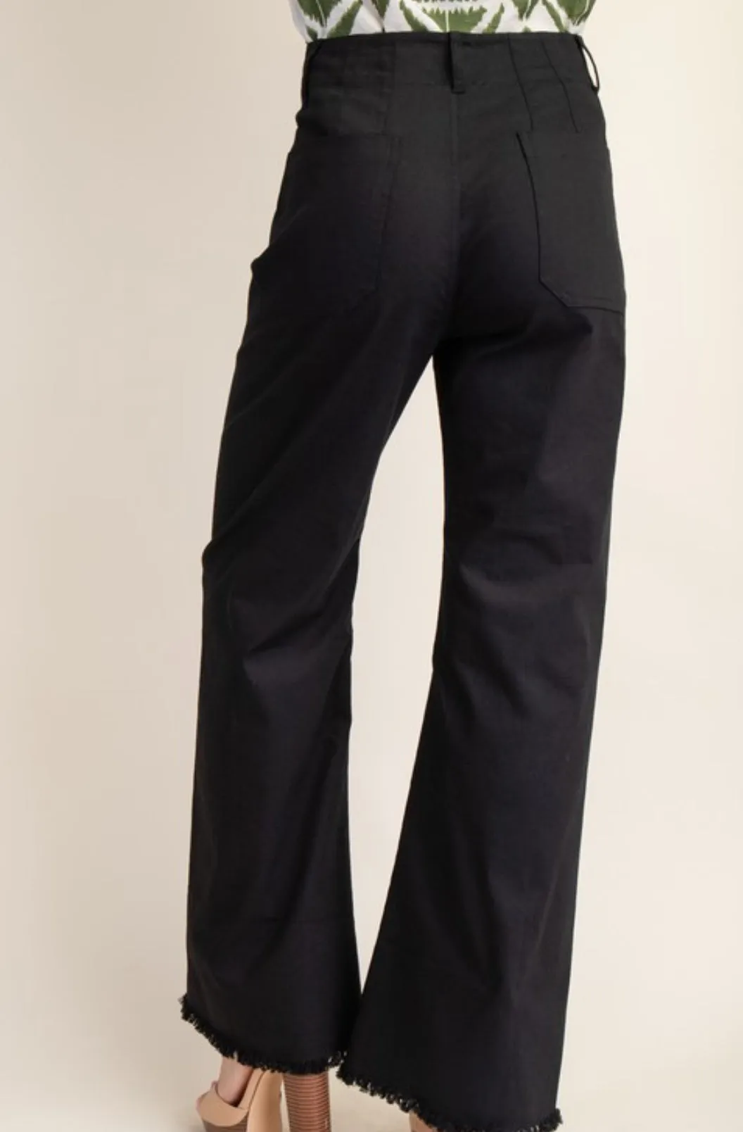 Women High Waited Flared Pants/Black-TG1481