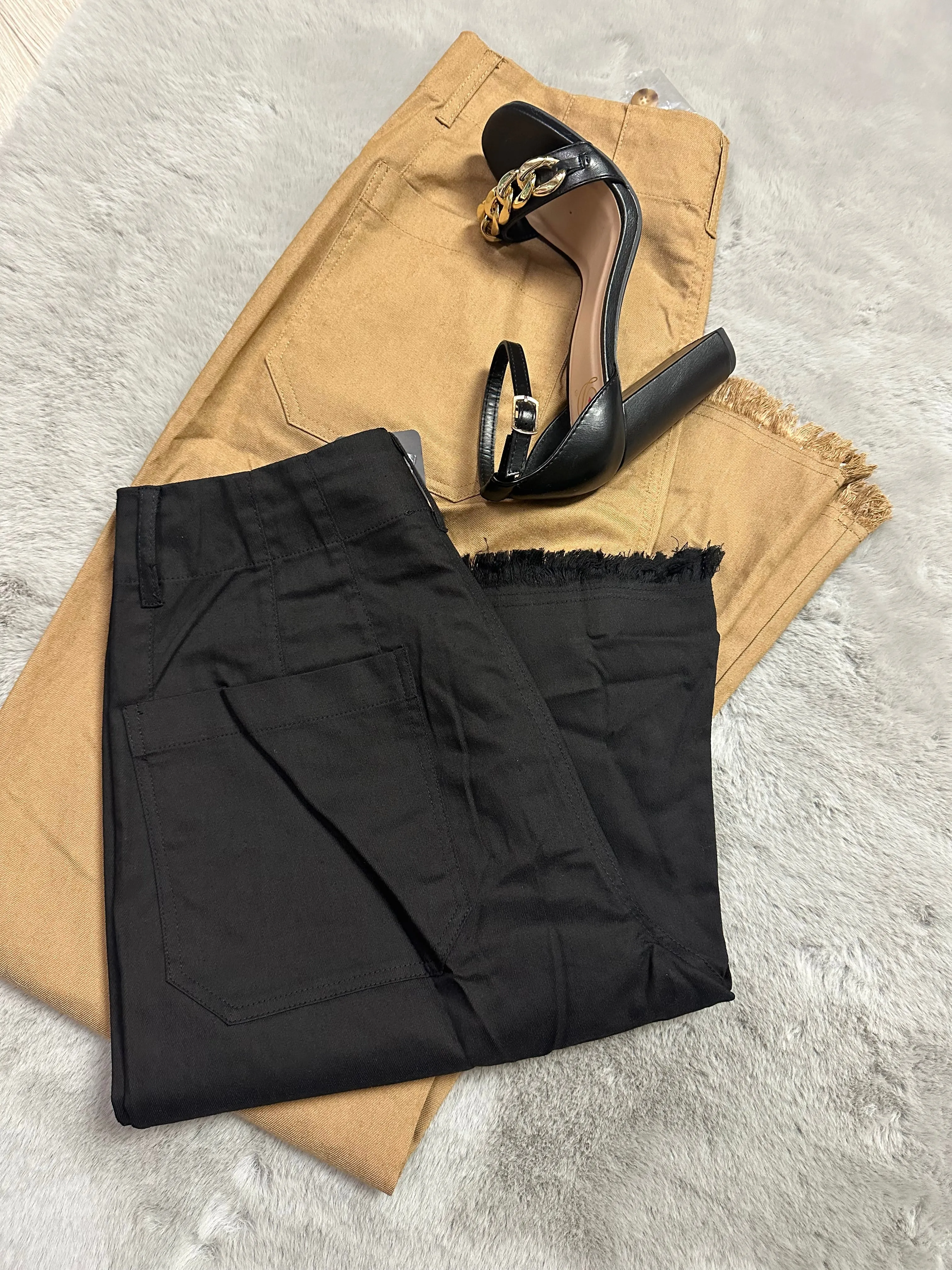 Women High Waited Flared Pants/Black-TG1481