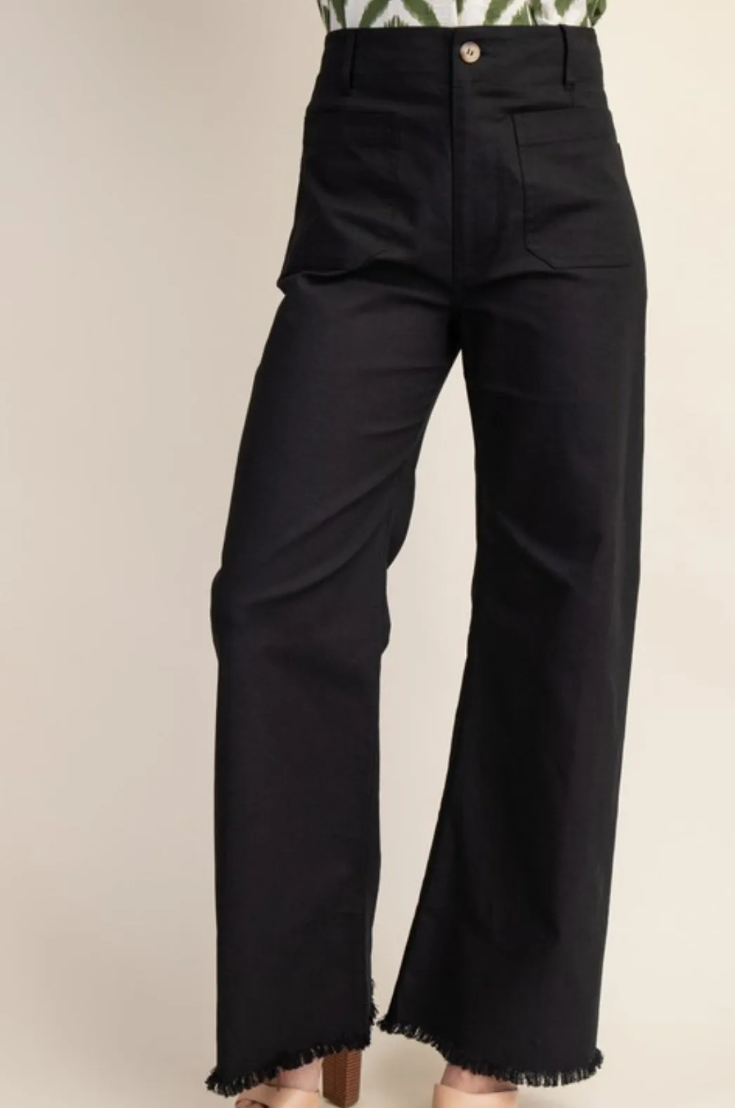 Women High Waited Flared Pants/Black-TG1481
