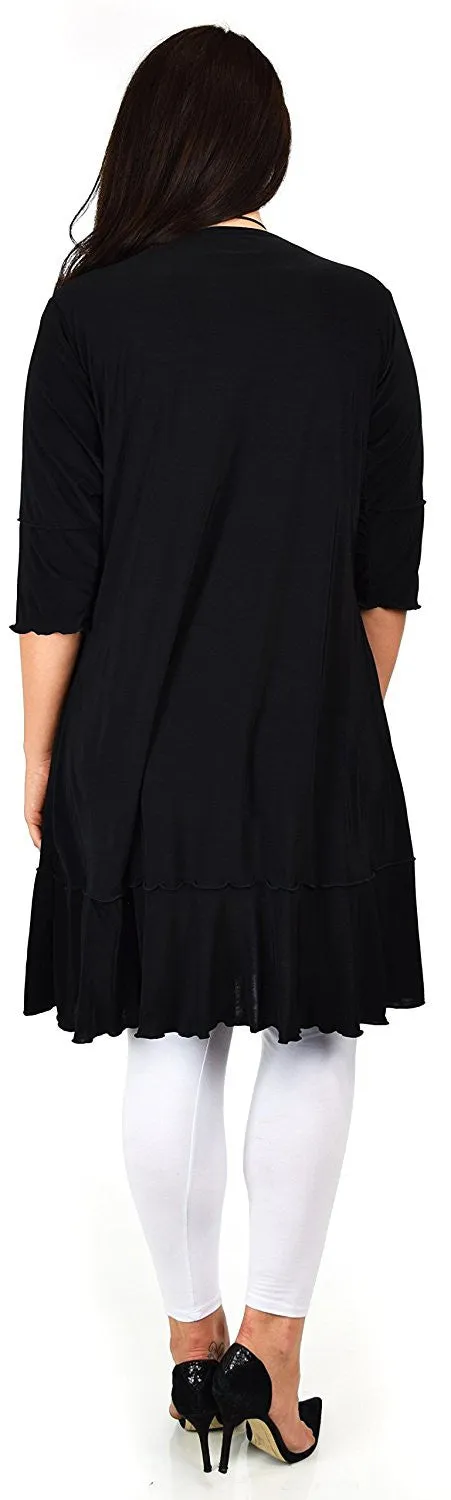 Women Plus Size Long 3/4 Sleeve Swing Tunic , Women Artsy Dress Top, Designer Tunic for Versatilty.
