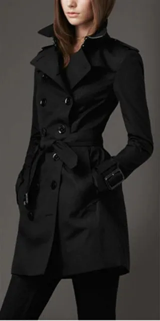 Women's Autumn Casual Slim Trench Coat | Women's Double-Breasted Trench