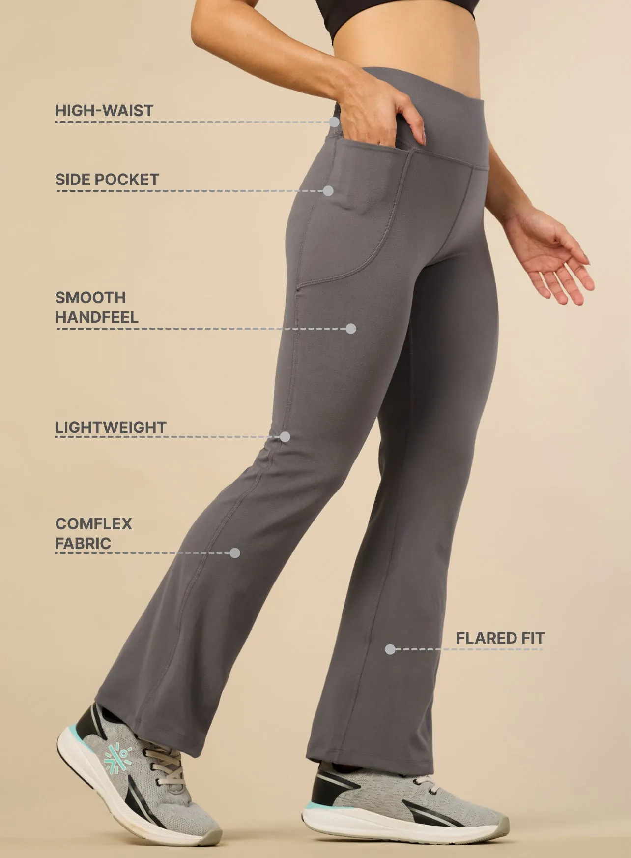 Women's COMFlex Grey Performance Flare Pants