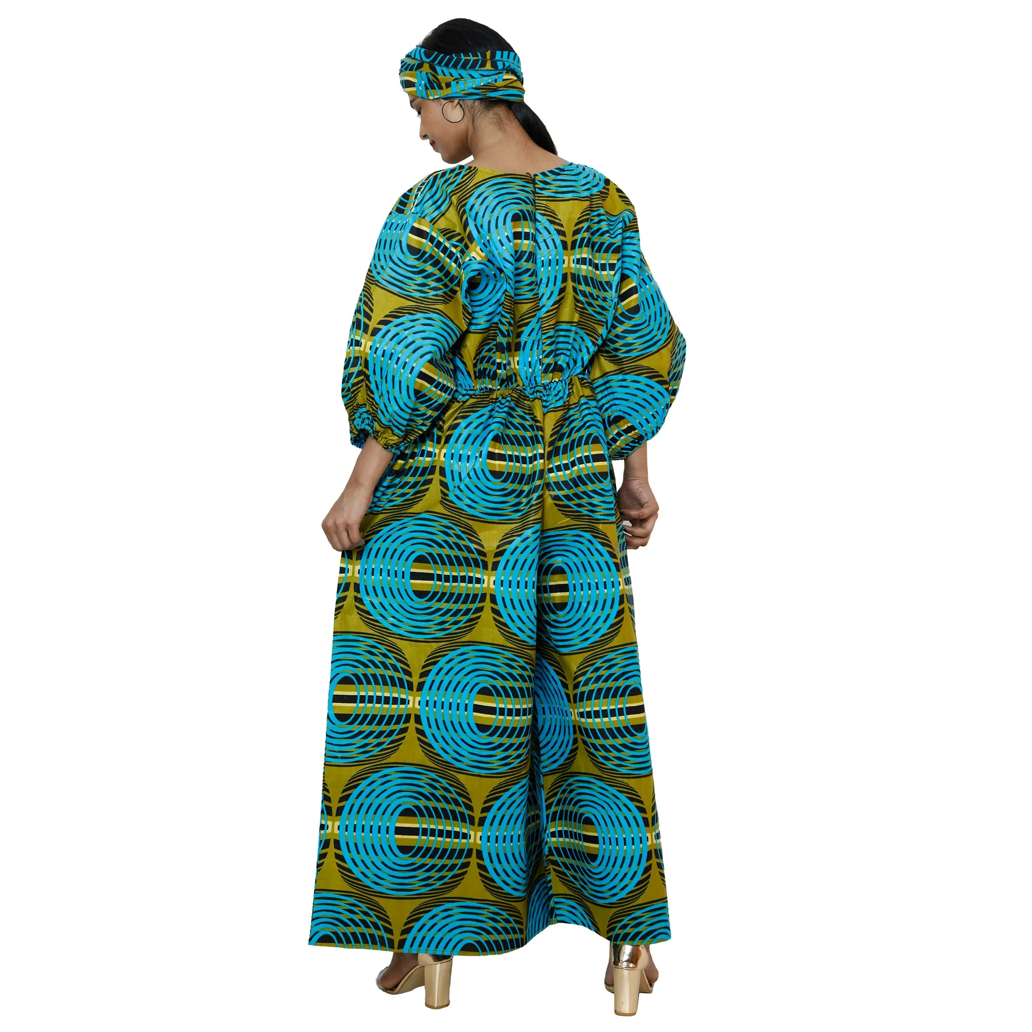 Women's Printed Bubble Sleeve Jumpsuit - FI-5101