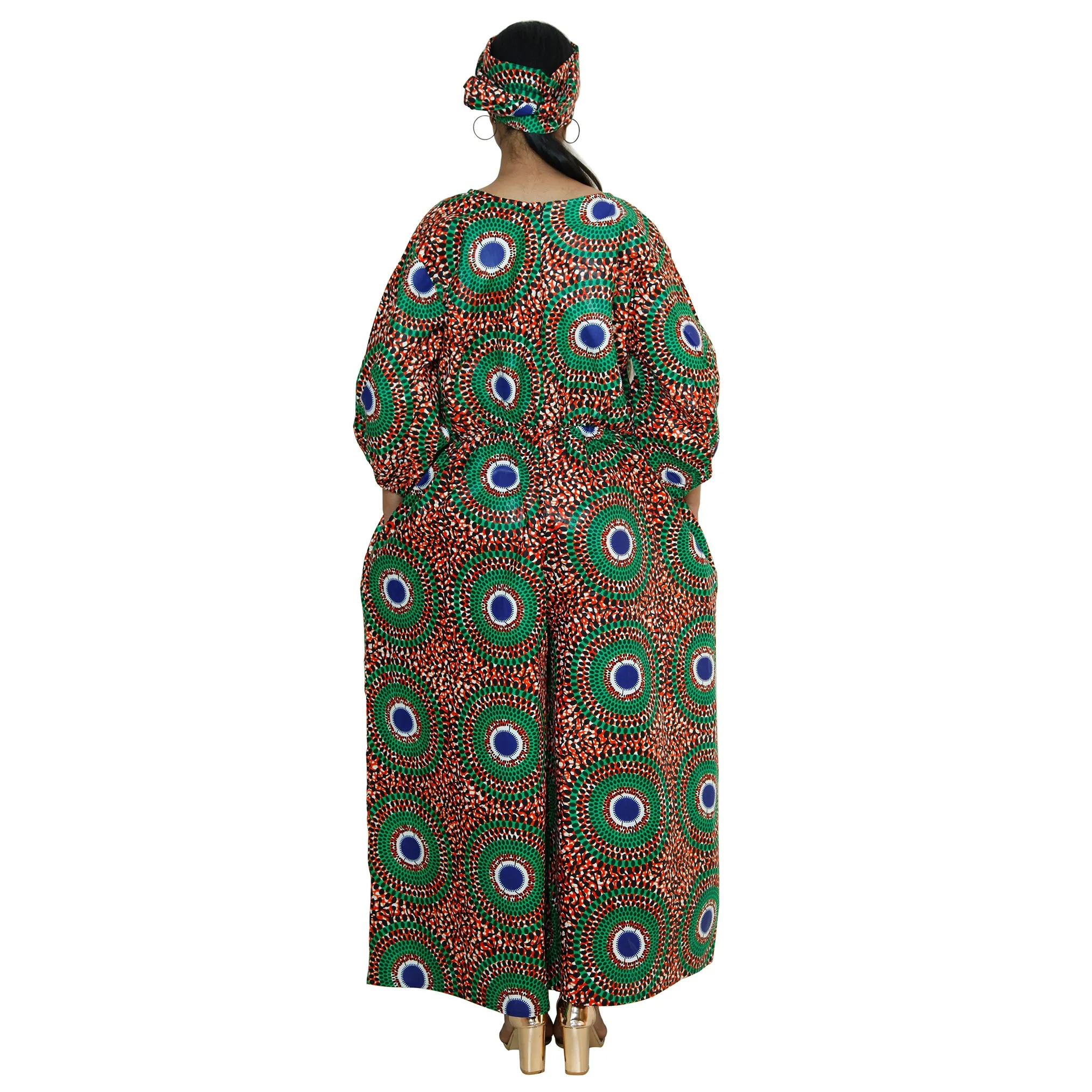 Women's Printed Bubble Sleeve Jumpsuit - FI-5101