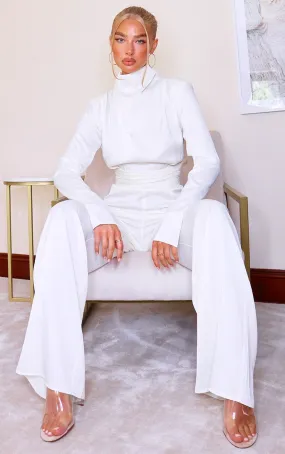 Women's White Satin Jumpsuit