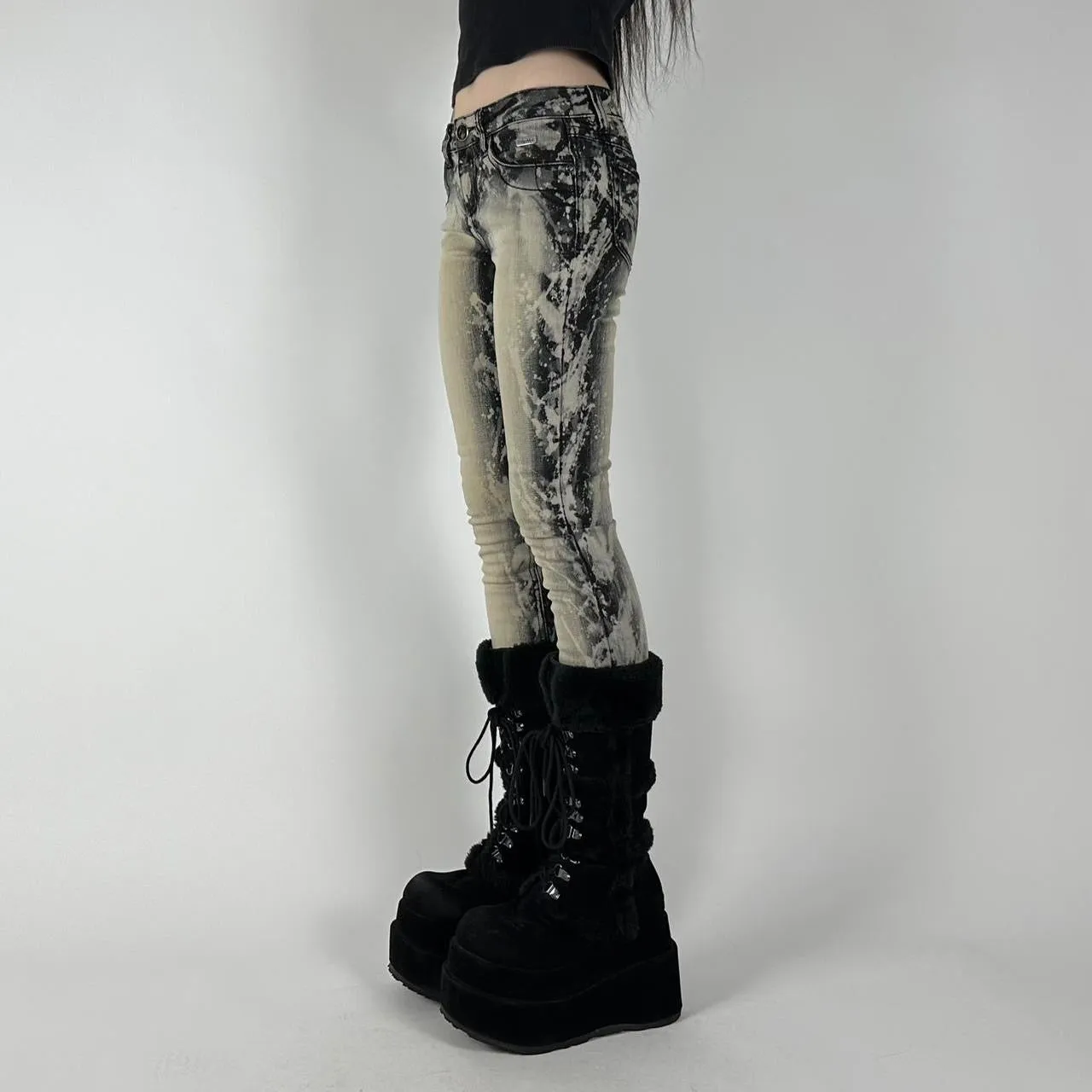 Y2K Baby Phat Concrete Wash Jeans (XXS)