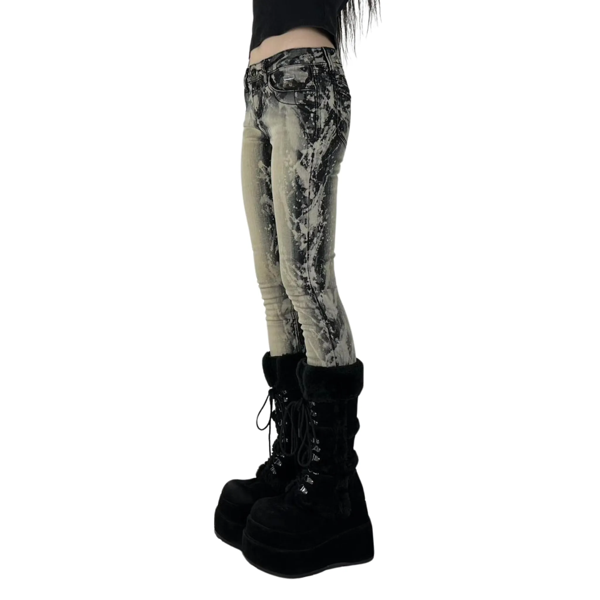 Y2K Baby Phat Concrete Wash Jeans (XXS)