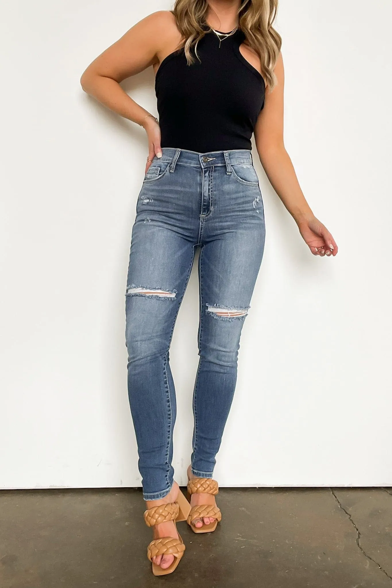 Zaydah Distressed Knee Skinny Jeans - FINAL SALE