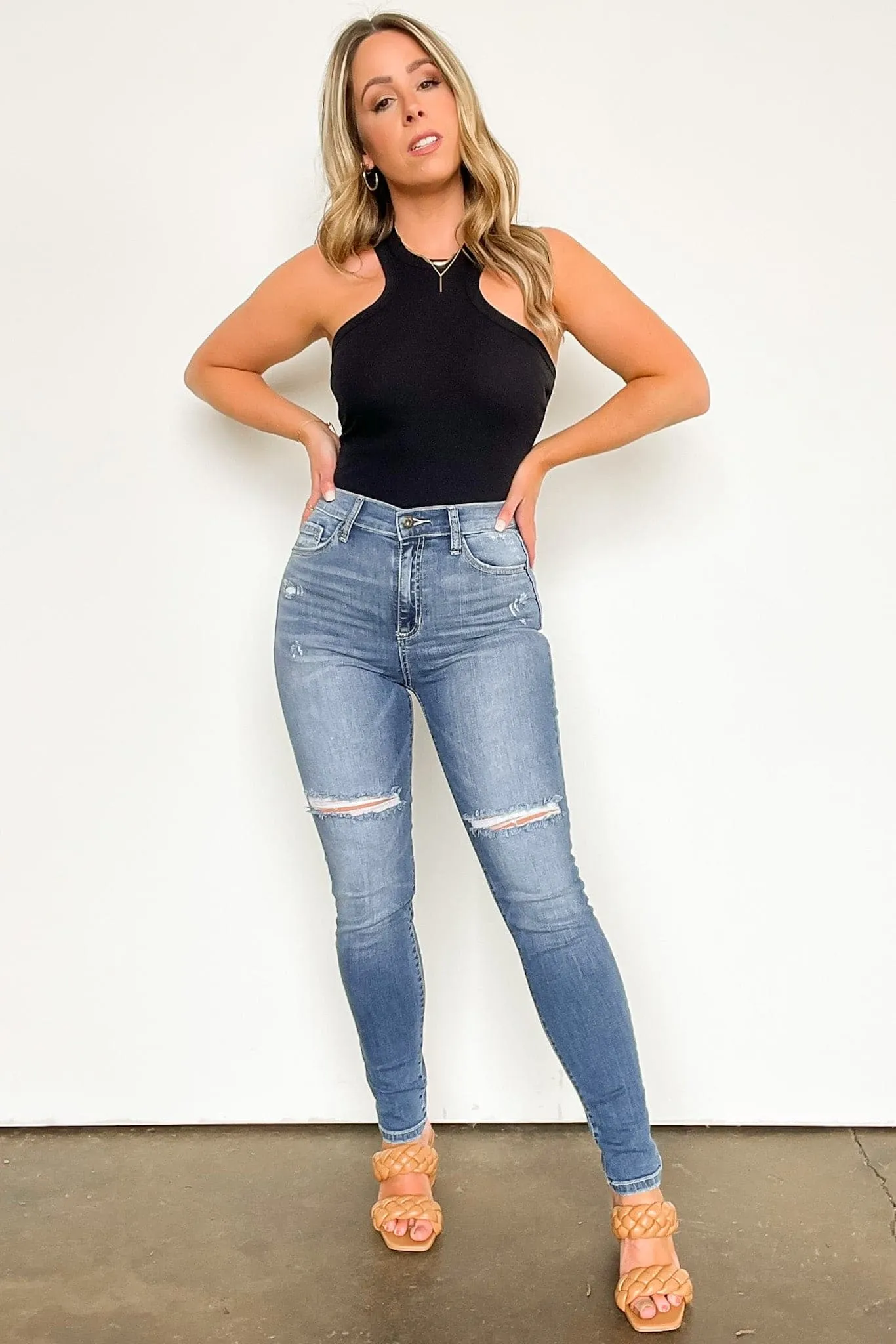 Zaydah Distressed Knee Skinny Jeans - FINAL SALE