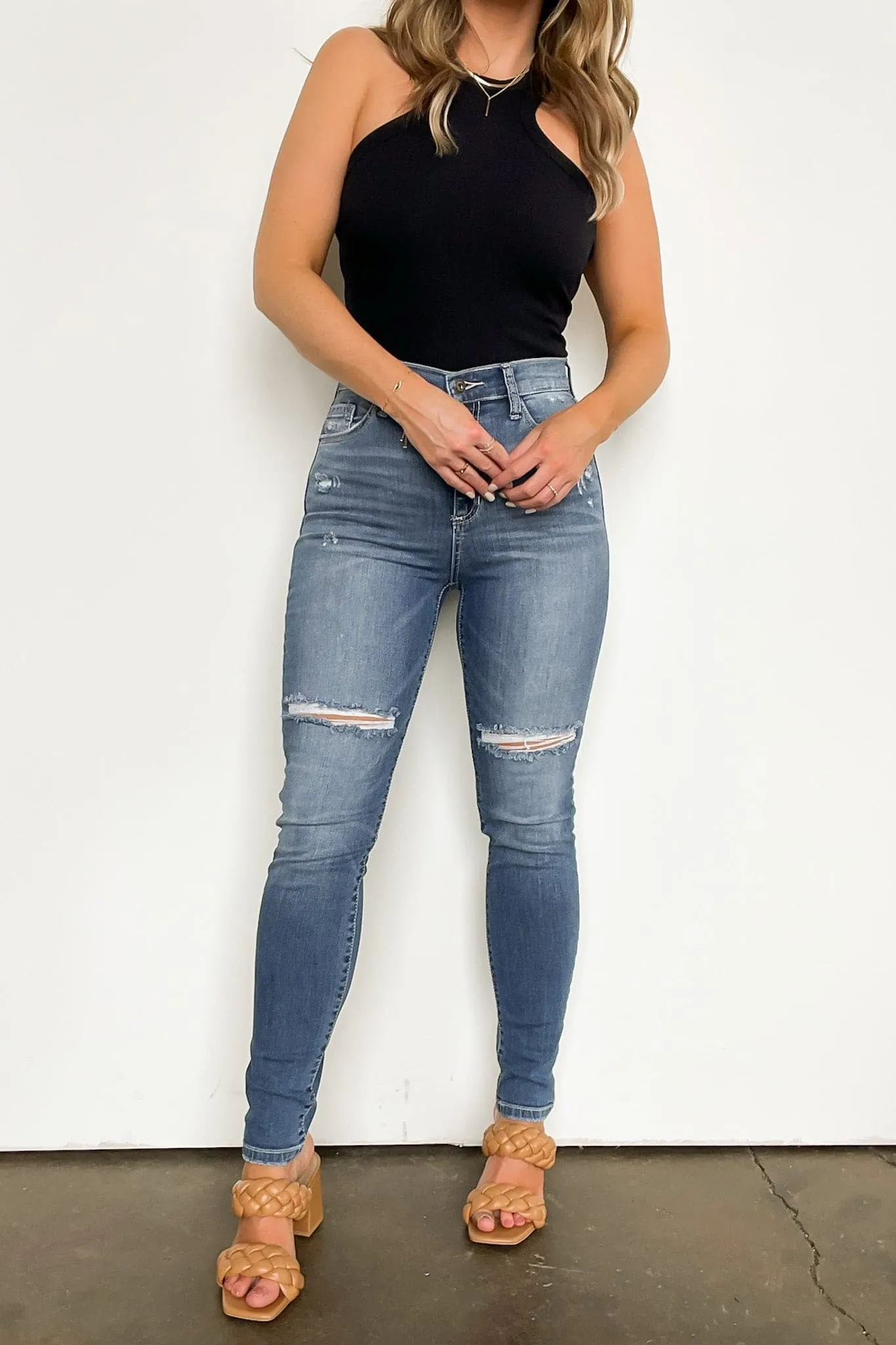 Zaydah Distressed Knee Skinny Jeans - FINAL SALE